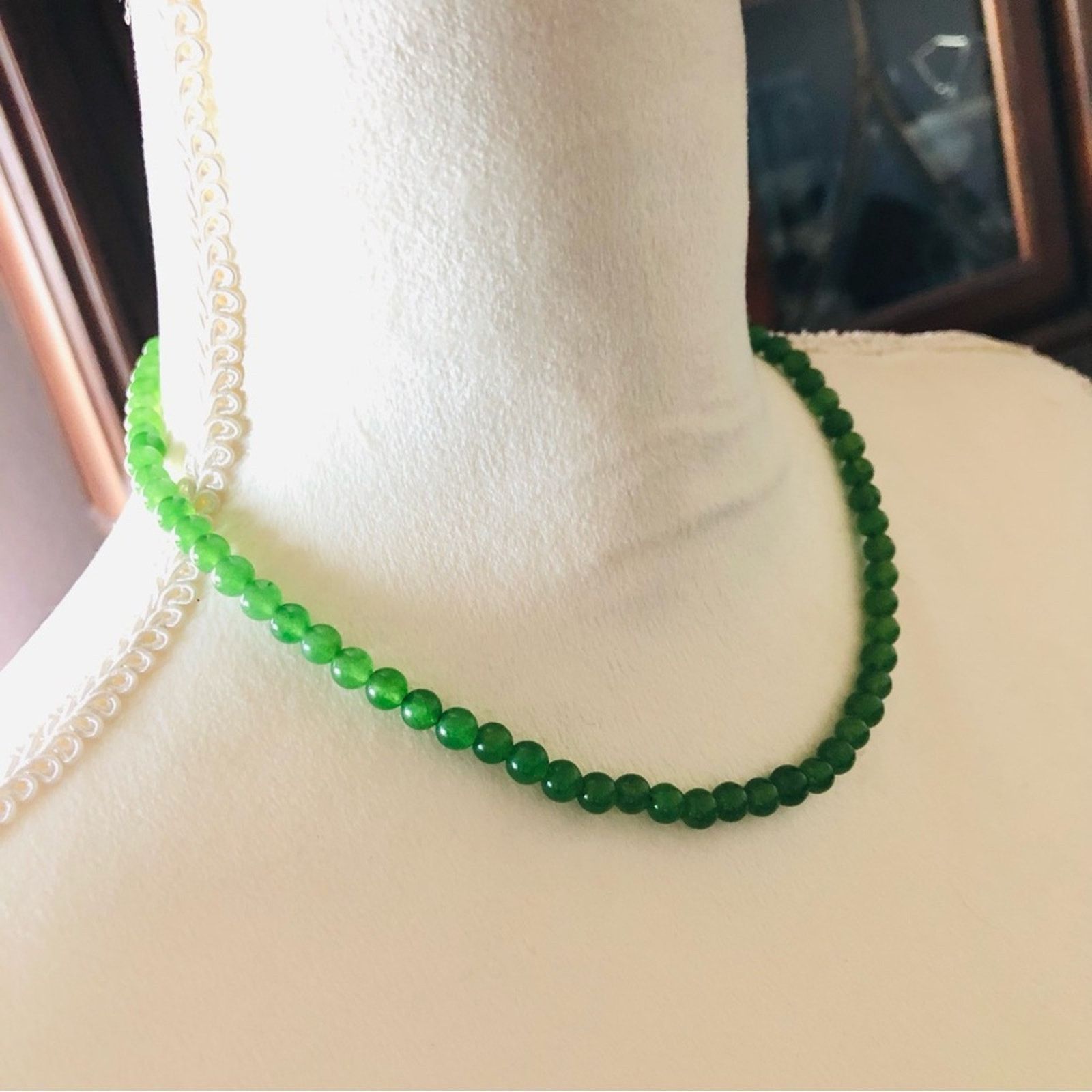 Jewelry Genuine nephrite jade 6mm round bead necklace Size ONE SIZE - 3 Thumbnail