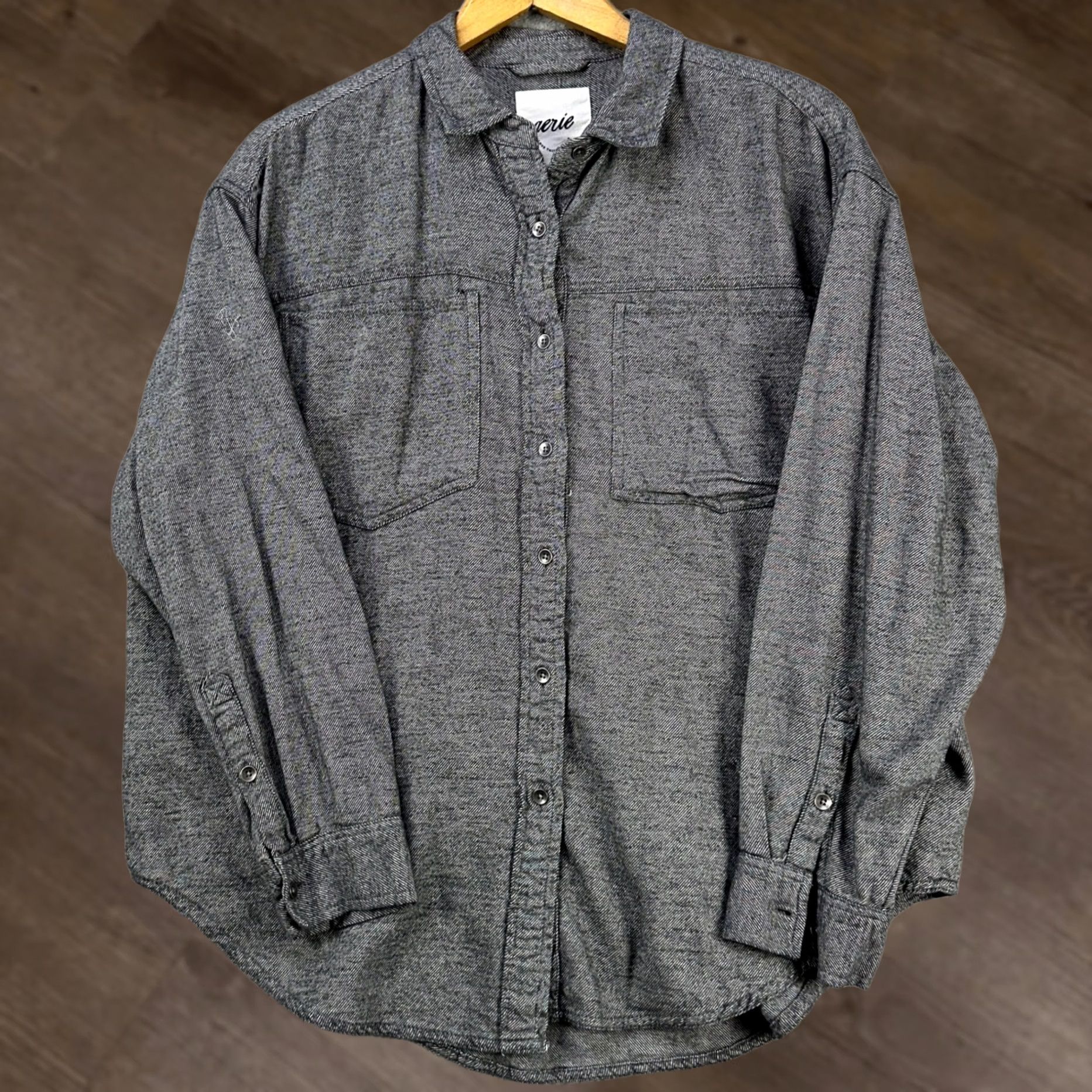 Vintage Aerie Flannel Shirt Womens Small Gray Long Sleeve Pocket Cotton Button Up Casual Size S / US 4 / IT 40 - 1 Thumbnail