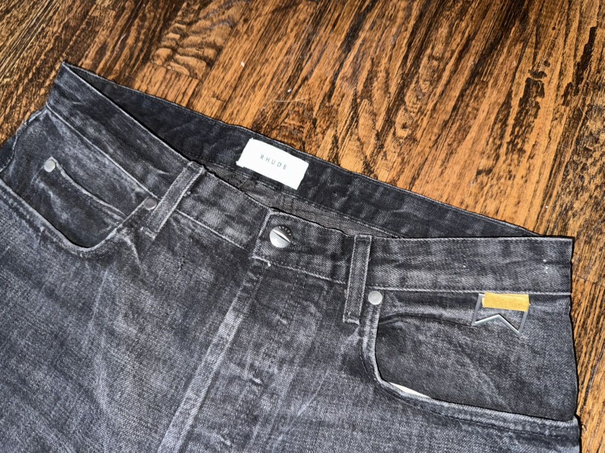 Rhude Rhude 90s Classic Black Wash Vintage Denim Designer Jeans 33 Size US 33 - 3 Thumbnail