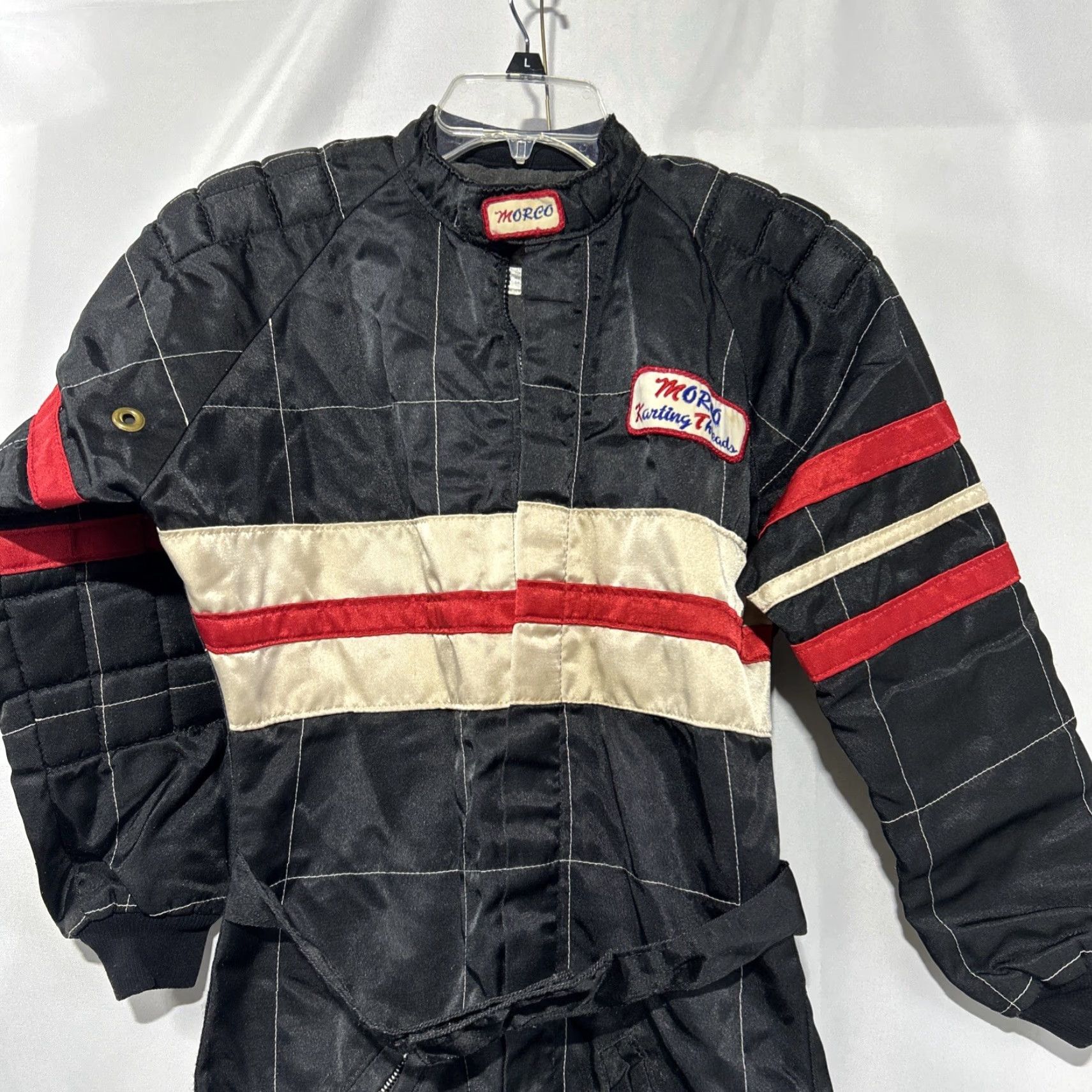 Vintage VINTAGE Karting Jump Suit Mens Small Black Zip Long Sleeve Morco Threads Jackson Missouri Mens Size 36R - 2 Thumbnail