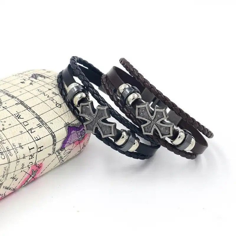 Jewelry × Vintage Vintage Multi-layer Leather Woven Cross Bracelet Size ONE SIZE - 5 Thumbnail