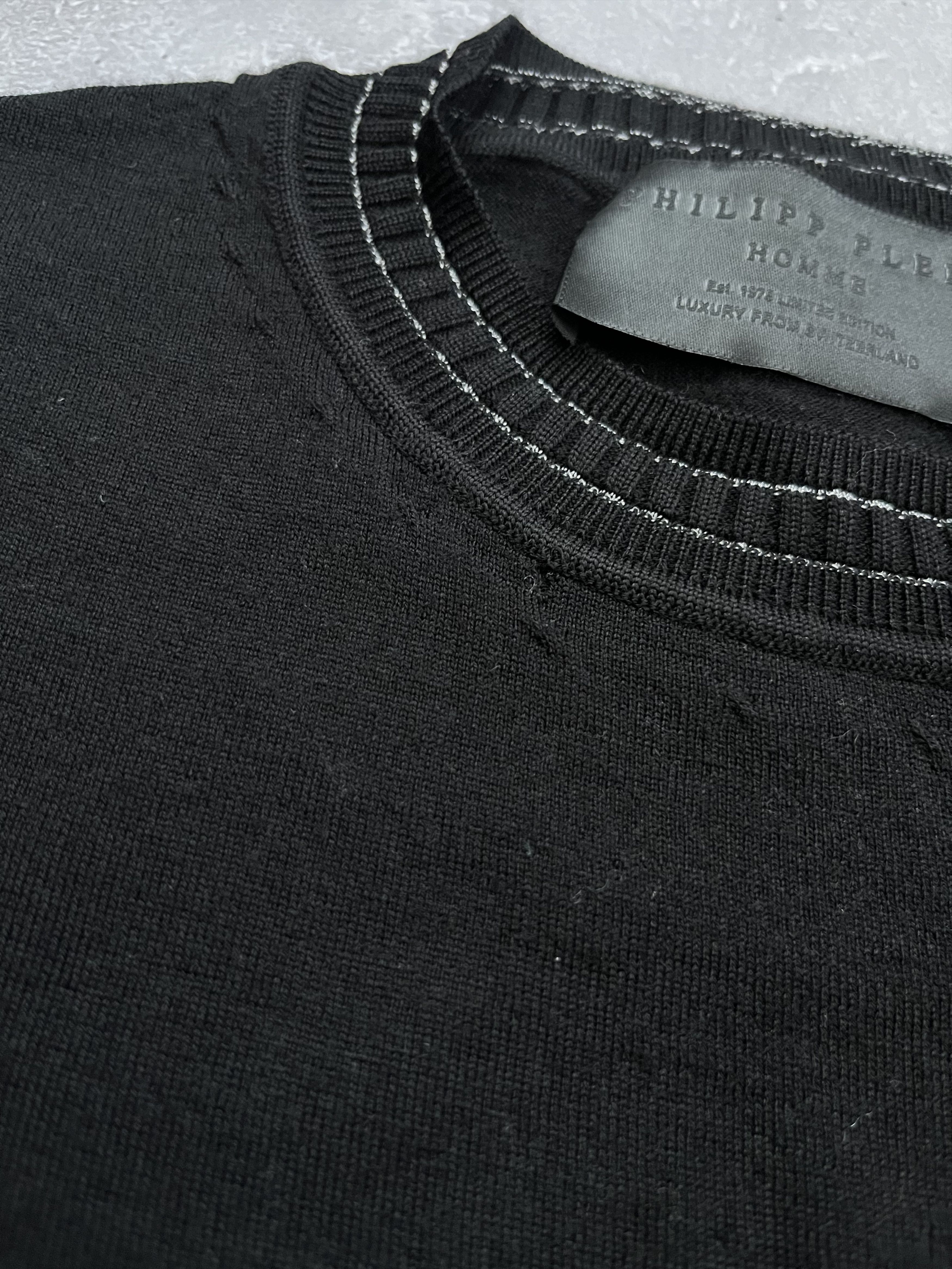 Philipp Plein PHILIPP PLEIN HOMME WOOL SWEATER BLACK CREWNECK Size US M / EU 48-50 / 2 - 8 Thumbnail