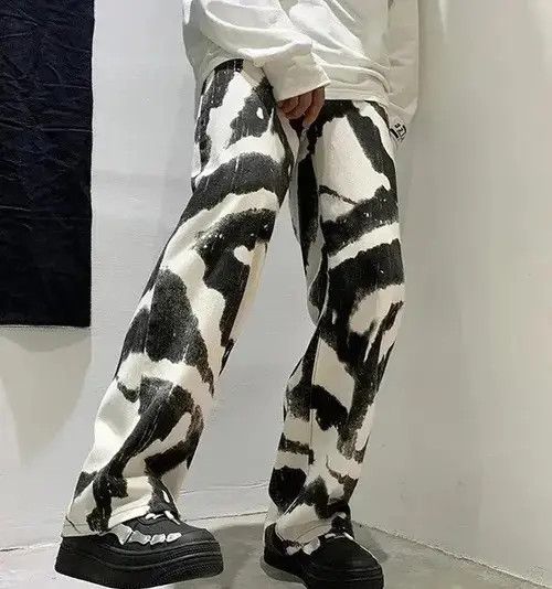 Japanese Brand Blue Black Tie-dye Baggy Jeans Size US 31 - 3 Thumbnail