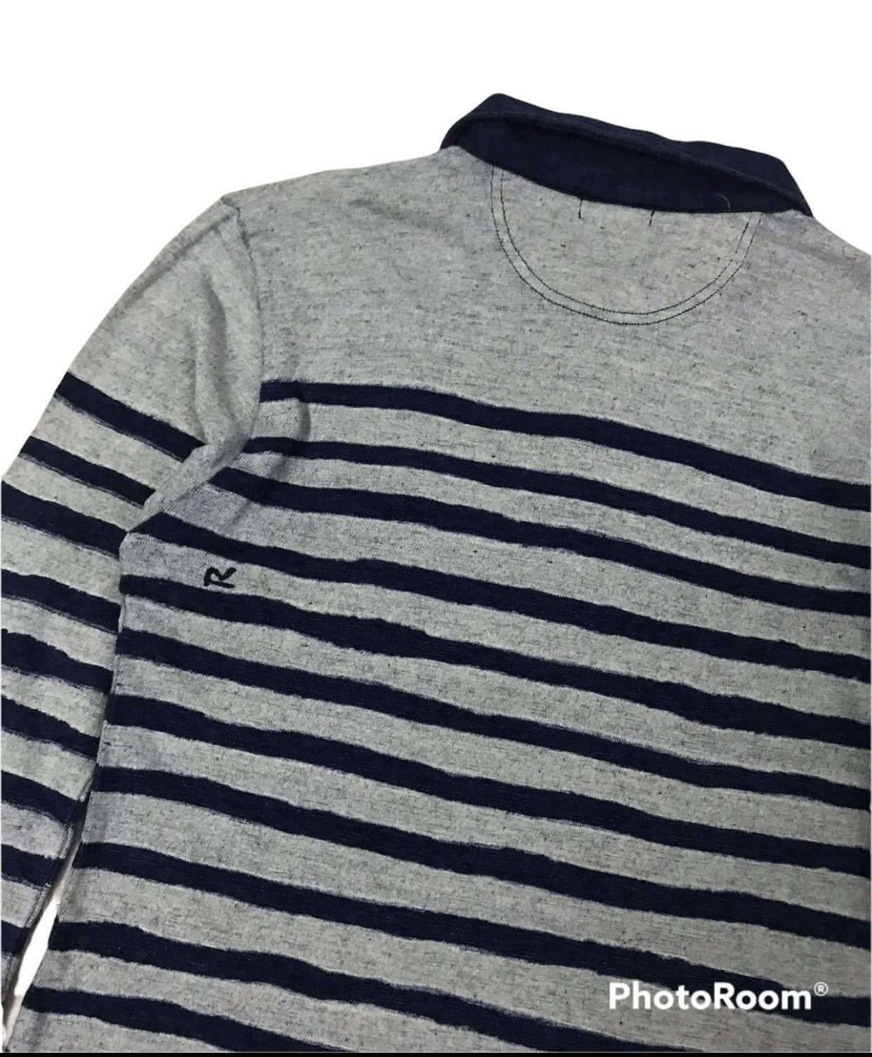 45rpm × Indigo Vtg 45rpm Indigo Polo Stripe Shirt Size S / US 4 / IT 40 - 4 Thumbnail