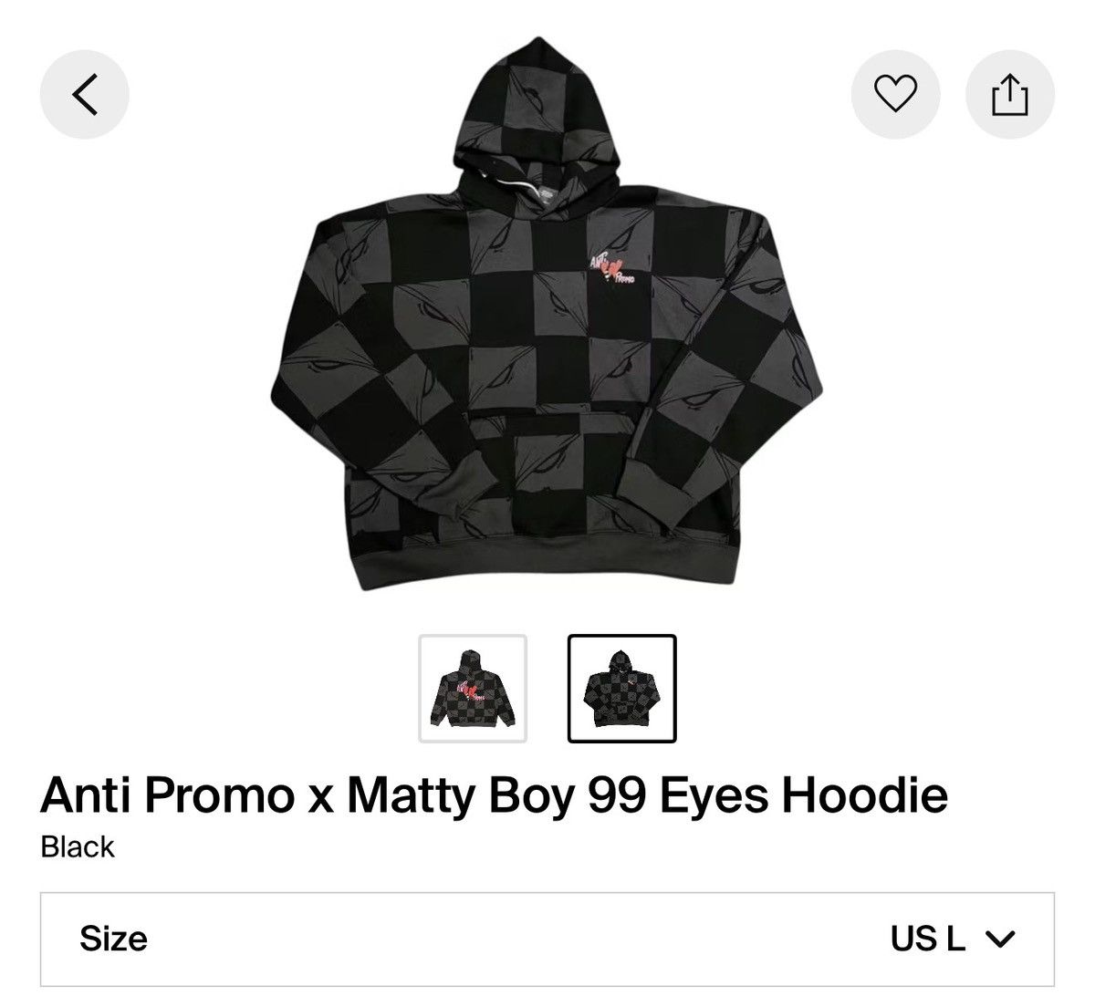 Chrome Hearts Chrome Hearts x Matty Boy “Anti Promo 99 Eyez Flame” Hoodie Size US L / EU 52-54 / 3 - 8 Thumbnail