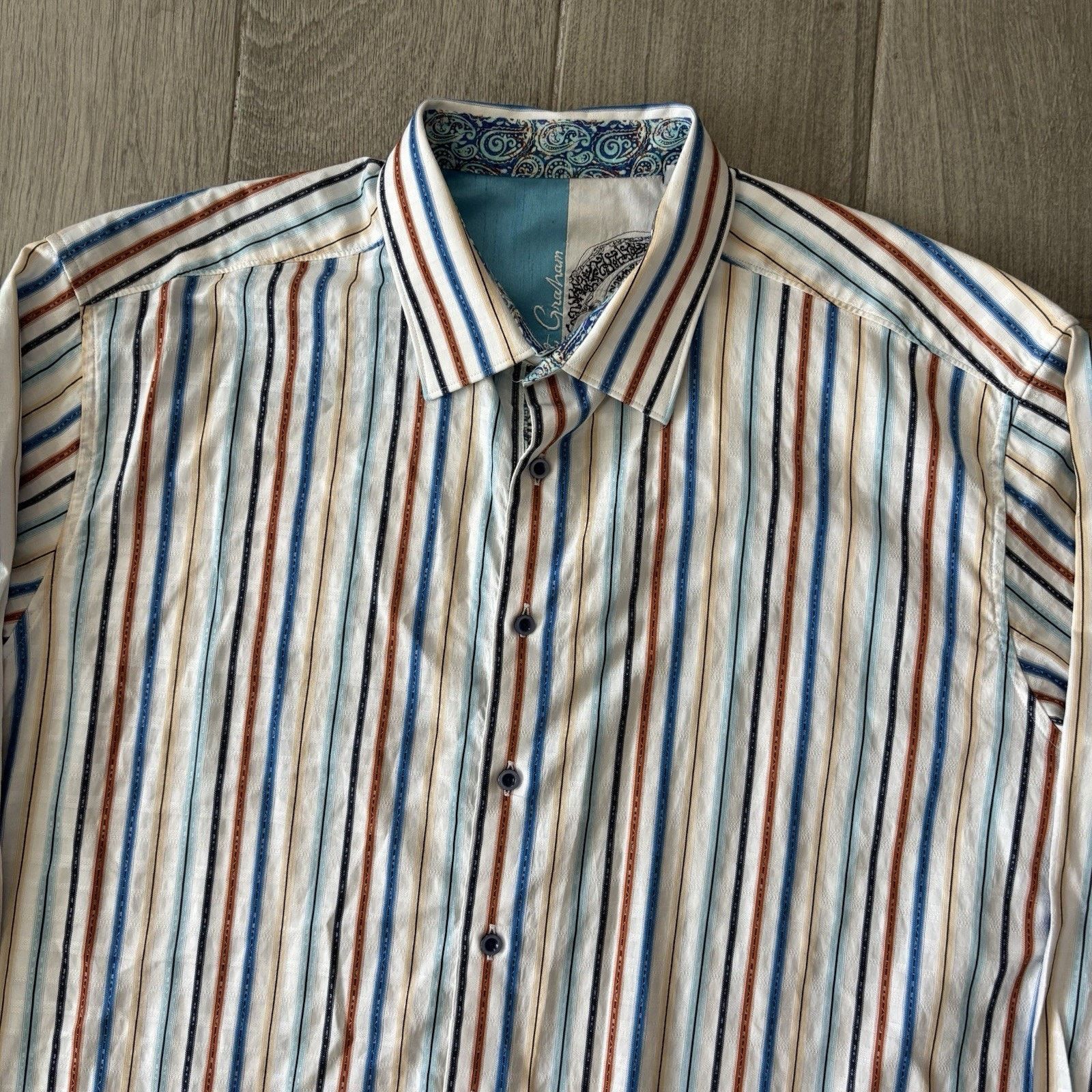 Robert Graham Robert Graham Shirt Blue Paisley Classic Button Up Mens XXL Size US XXL / EU 58 / 5 - 2 Thumbnail