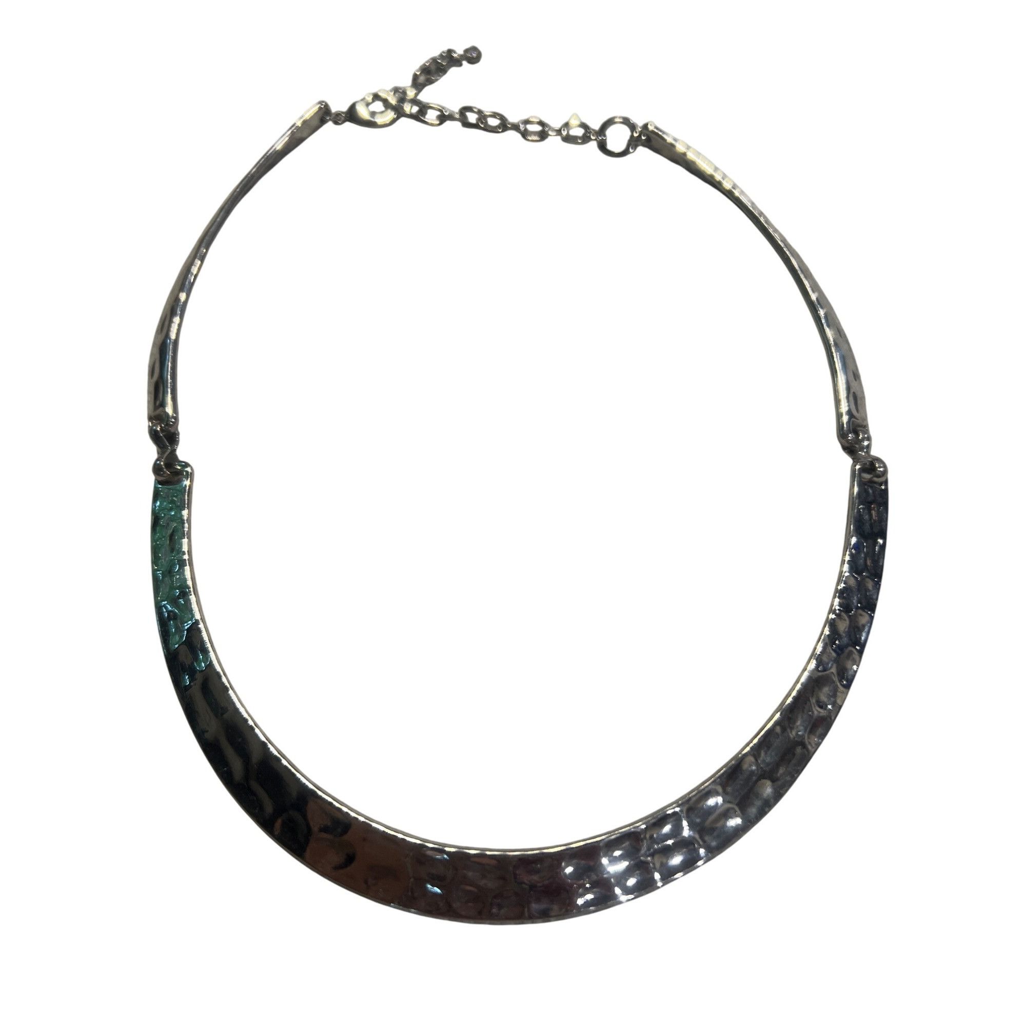 Other Hammered Silver Tone Metal Collar Necklace Articulated Choke Size ONE SIZE - 1 Thumbnail