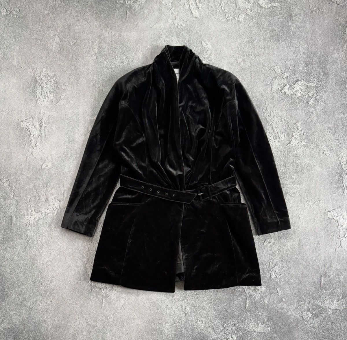Mugler × Thierry Mugler MUGLER M/L velour velvet jacket blazer + belt vintage coat Size M / US 6-8 / IT 42-44 - 5 Thumbnail