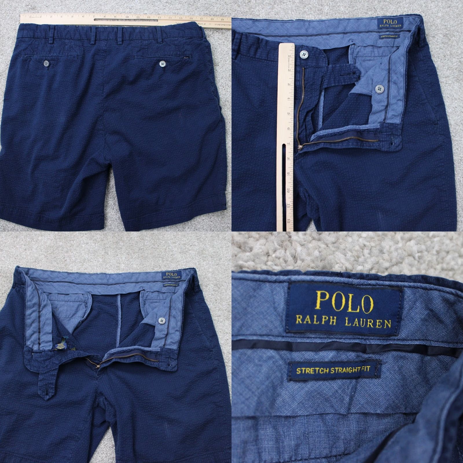 Polo Ralph Lauren Polo Ralph Lauren Chino Shorts Mens 35 Blue Seersucker Stretch Straight Fit Size US S / EU 44-46 / 1 - 8 Thumbnail