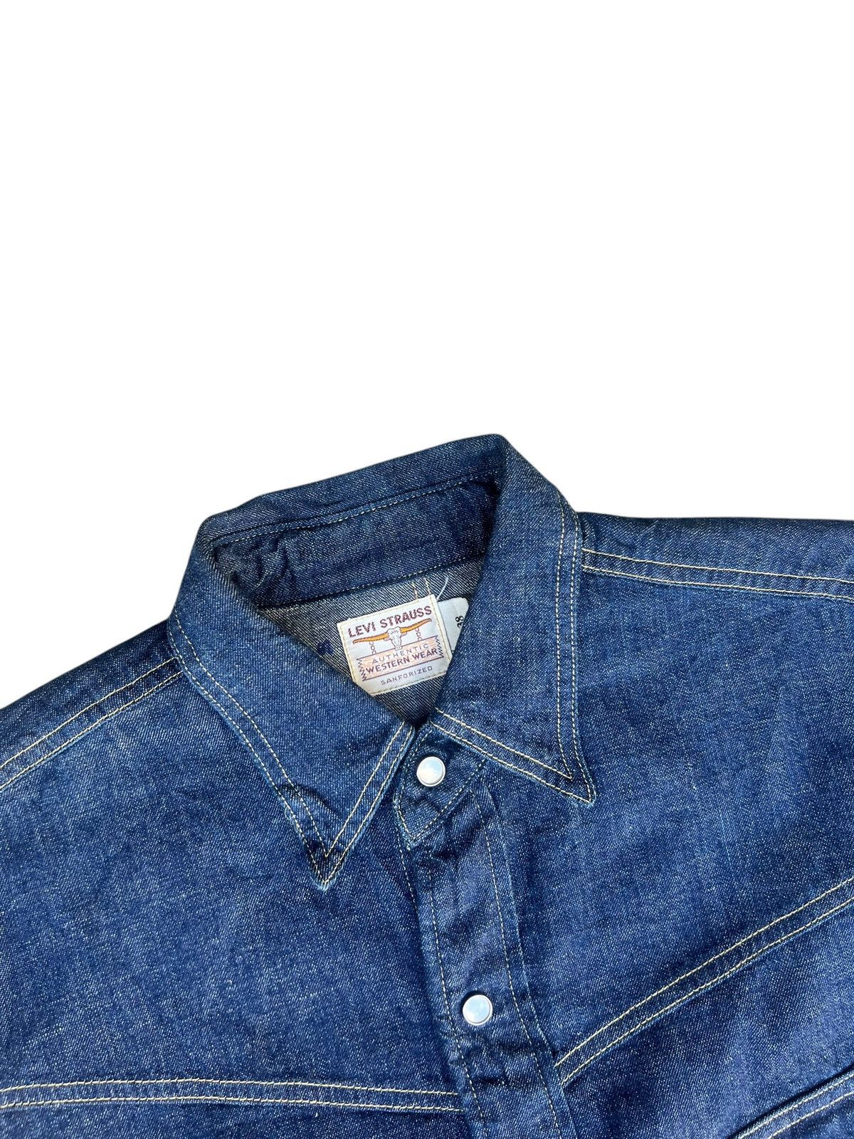 Levi's Vintage Clothing Vintage 2000 Levi’s Long Horn Big E Denim Western Shirt Size US M / EU 48-50 / 2 - 6 Thumbnail