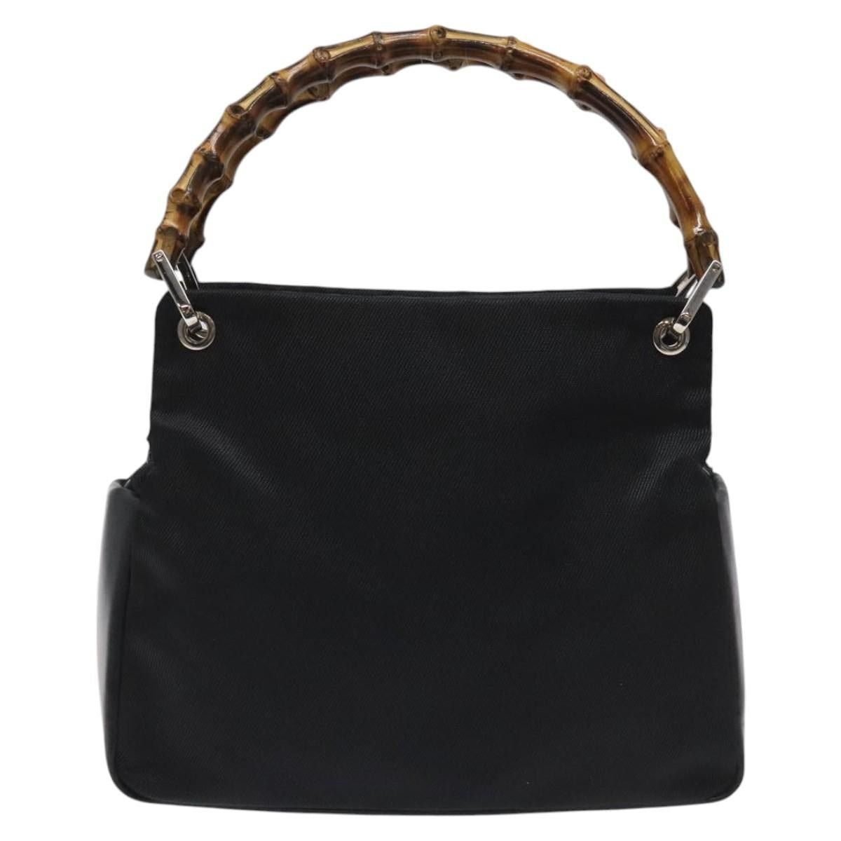 GUCCI Bamboo Hand Bag Nylon Black Silver 000 2865 000 2865