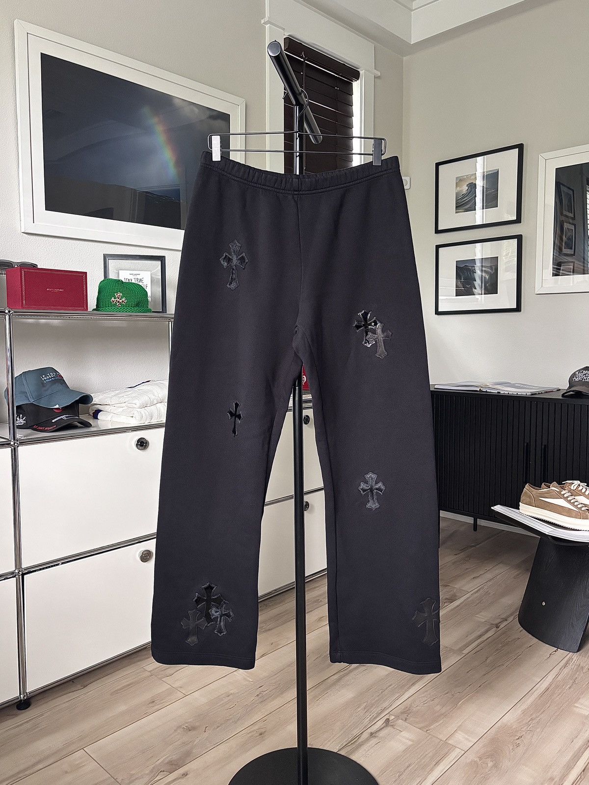 Chrome Hearts LEATHER HAIR PONY CROSS PATCH SWEATPANTS Size US 32 / EU 48 - 3 Thumbnail