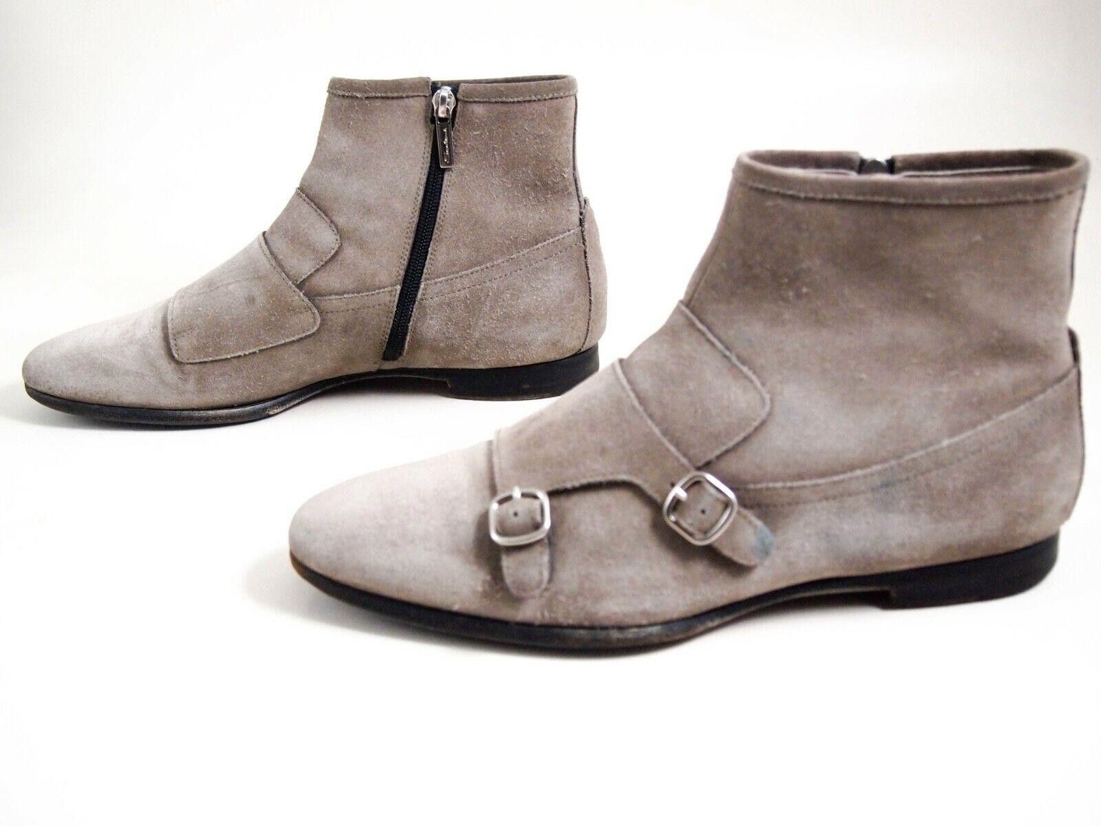 Santoni Santoni Double Monk Boots Gray Suede Mens US 8.5 EU 41.5 Size US 8.5 / EU 41-42 - 4 Thumbnail