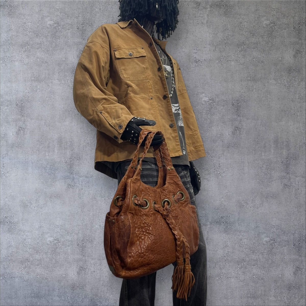 Comme des Garcons × Stussy Full Leather Patina Kooba Tote Bag prada julius dior cdg 7🟩 Size ONE SIZE - 2 Thumbnail
