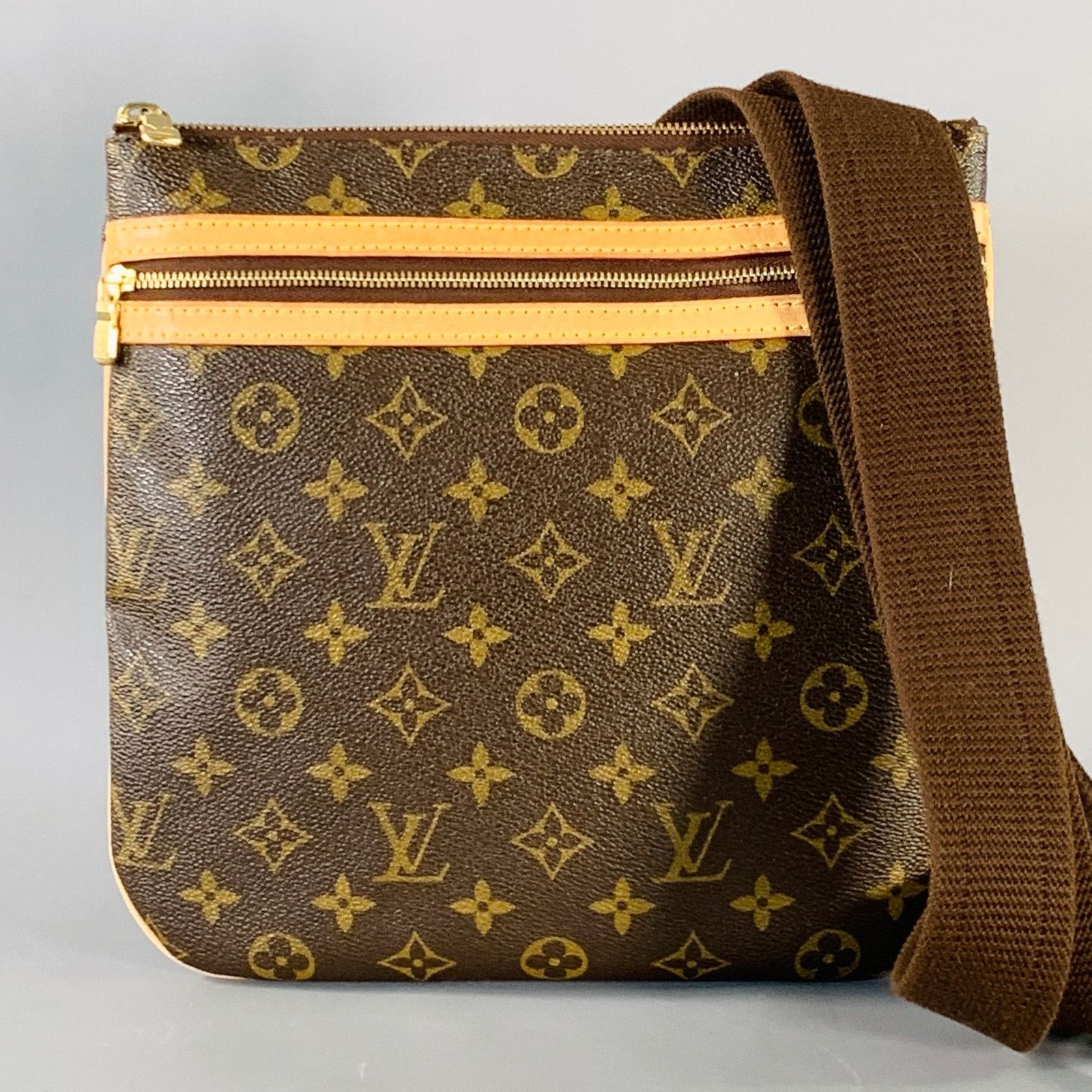 Pochette Bosphore Brown Tan Monogram Canvas Crossbody Bag
