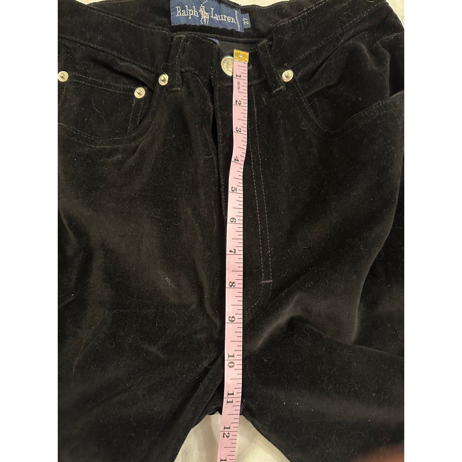 Ralph Lauren 80'S RALPH LAUREN BLACK COTTON VELVET HIGH WAISTED JEANS 27 Size 27" / US 4 / IT 40 - 8 Thumbnail