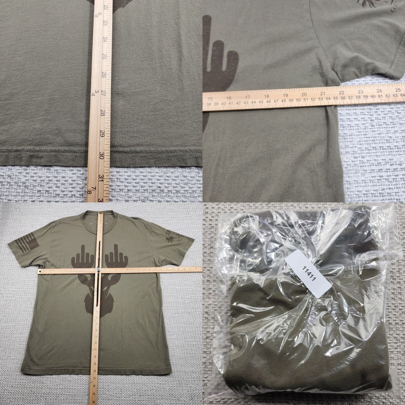 Vintage Grunt Style Shirt Mens XL Red Nose Reindeer Military Patriotic Short Sleeve Size US XL / EU 56 / 4 - 8 Thumbnail
