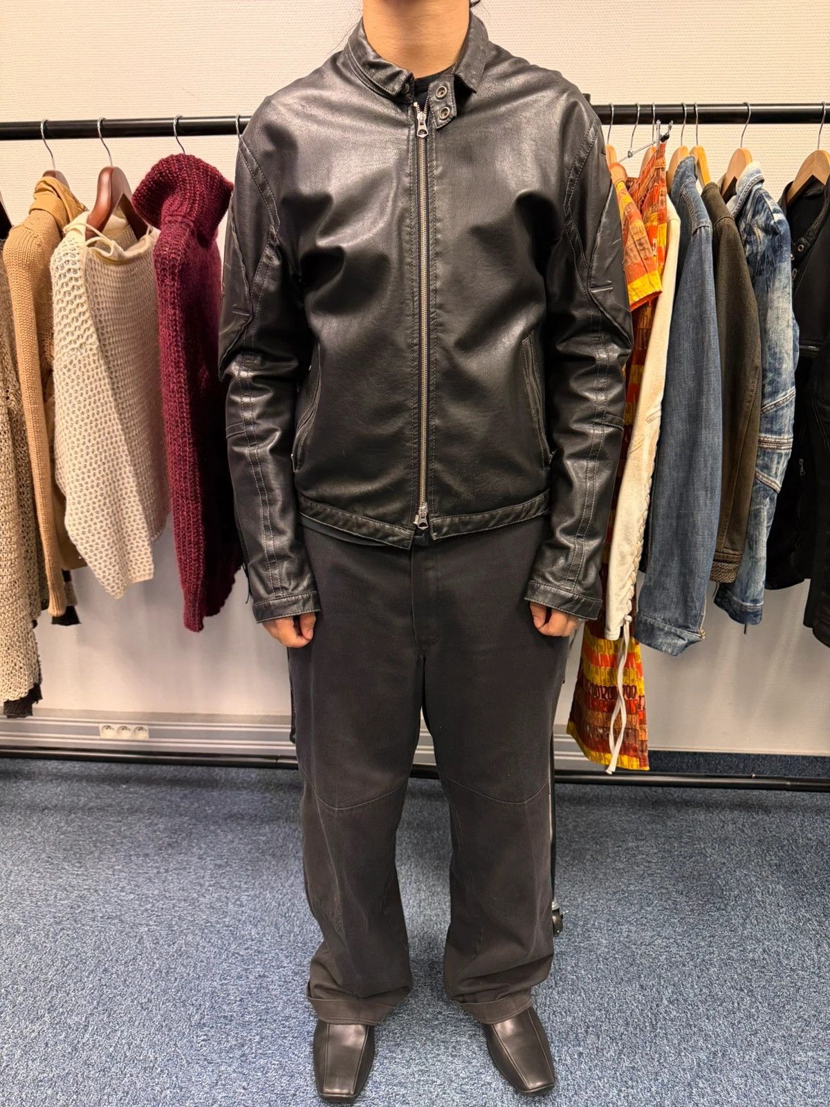 Armani Armani Jeans 00’s Black Faux Leather Jacket Size US M / EU 48-50 / 2 - 2 Thumbnail