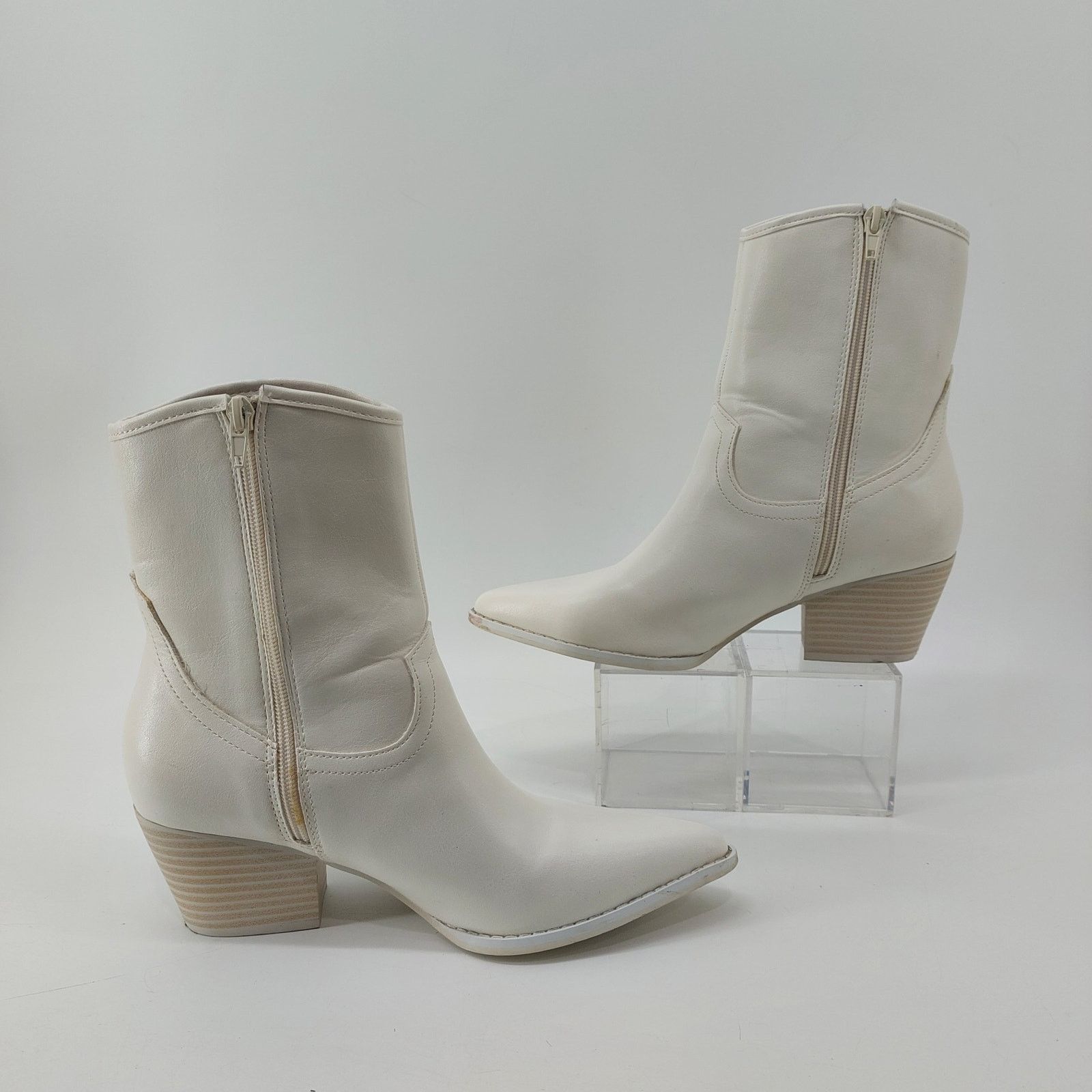 Other Altar'd State White Western Boot Rhinestone Fringe Ankle 8 Size US 8 / IT 38 - 6 Thumbnail