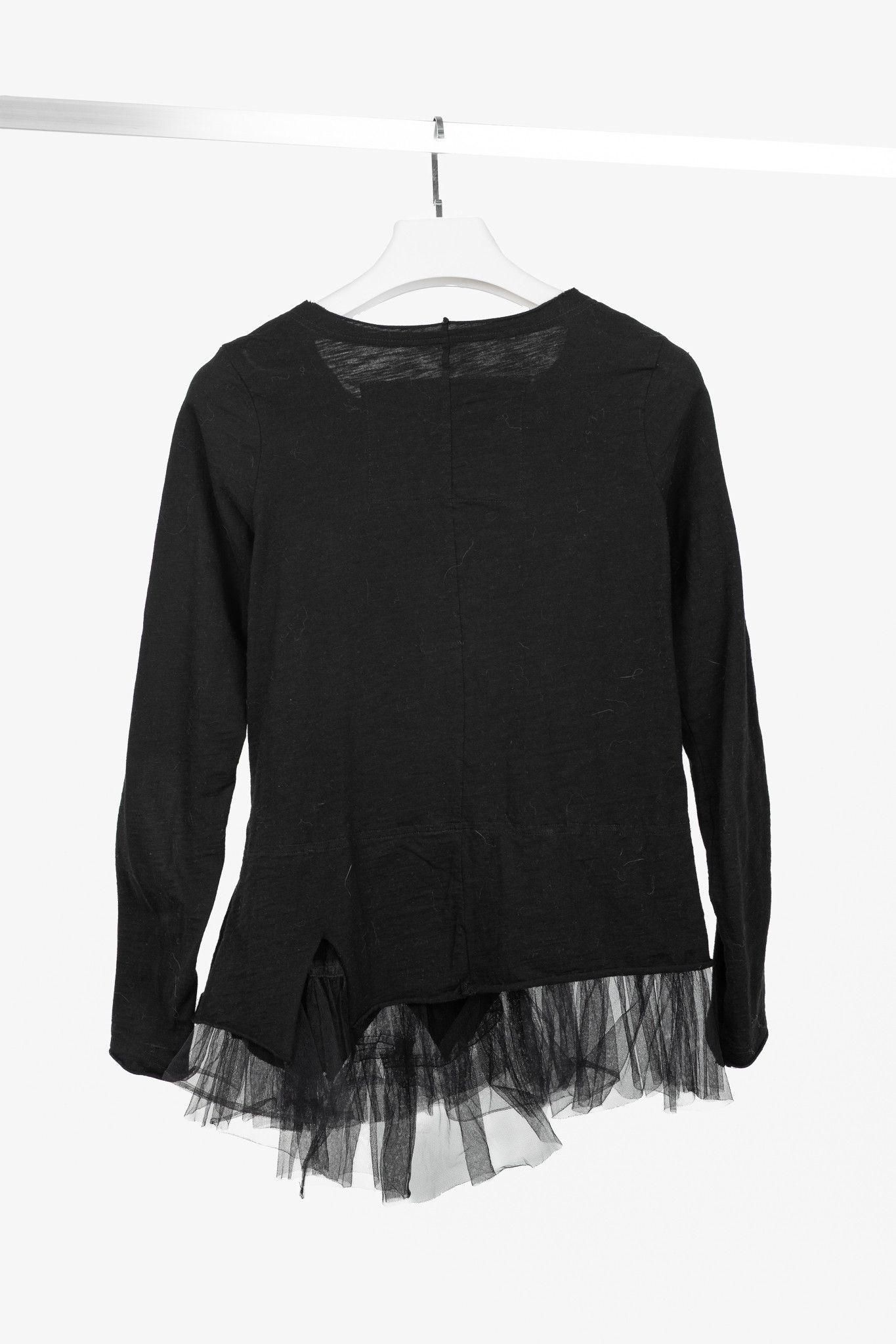Rundholz Rundholz Black Label Black Cotton-Jersey Tulle-Hem T-Shirt Size S / US 4 / IT 40 - 2 Thumbnail
