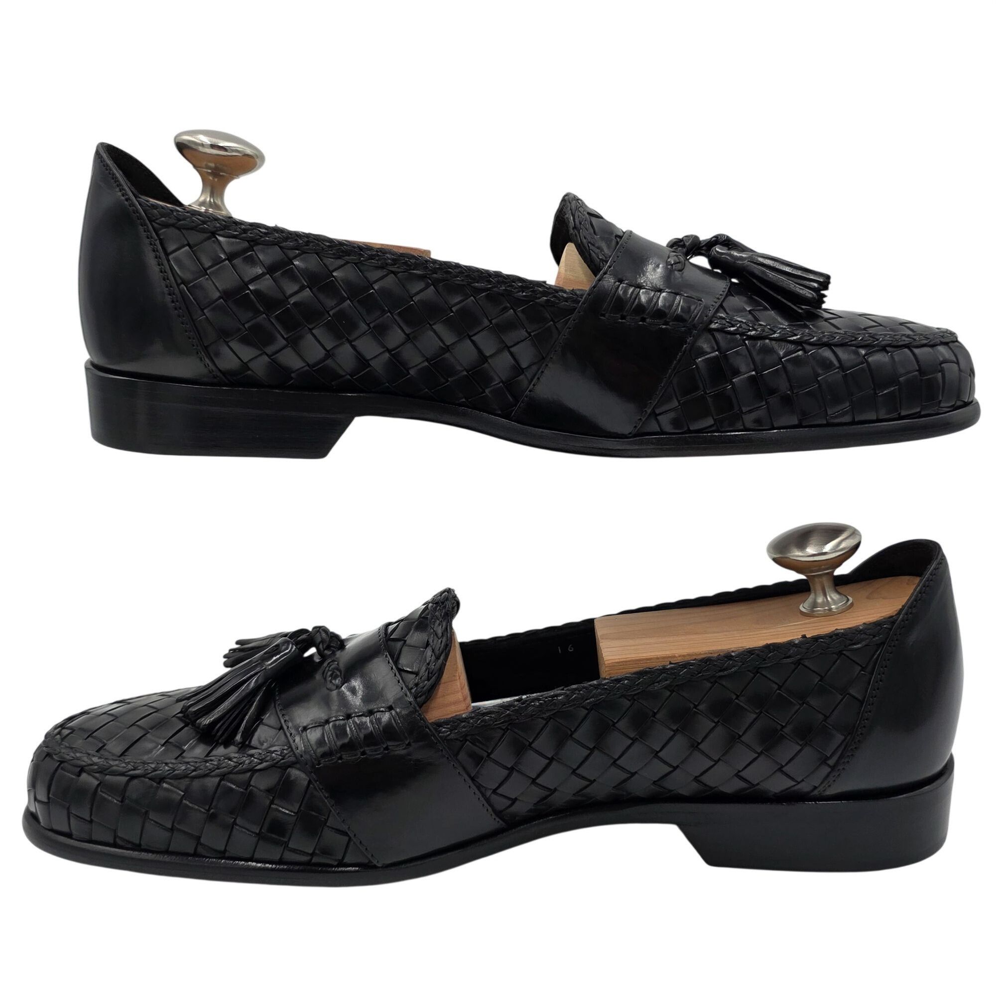 Bragano NEW Vintage Bragano Italy Black Woven Leather Tassel Loafer Size US 10 / EU 43 - 6 Thumbnail