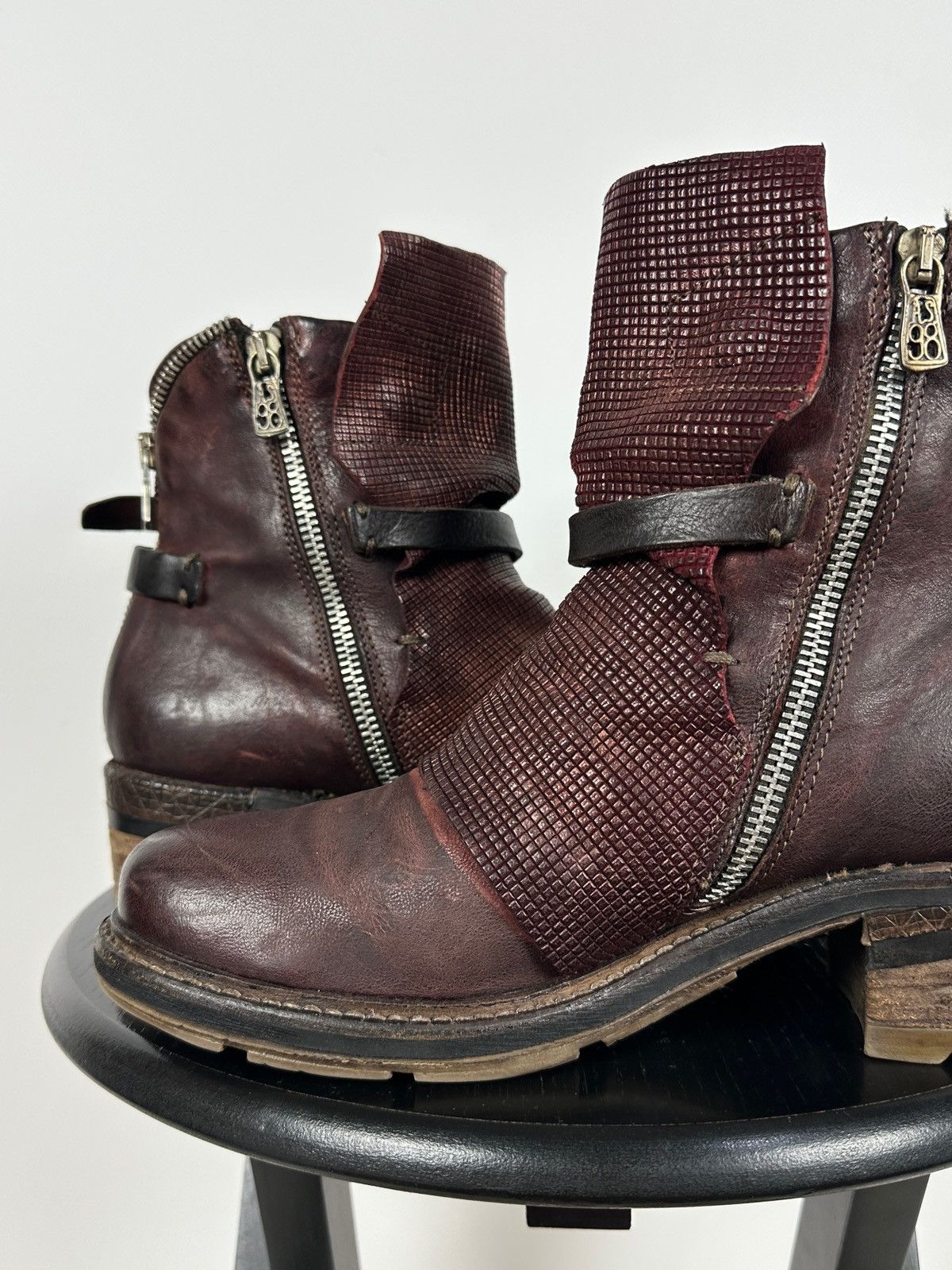 A.S.98 A.S.98. Airstep Burgundy Leather Biker Ankle Boho Boots Size US 9 / IT 39 - 21 Thumbnail