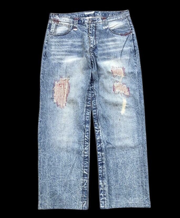 Japanese Brand ZIGZAG WASHED BLUE JEANS BY SIX STAREX EXCLUSIVE Size US 34 / EU 50 - 1 Thumbnail