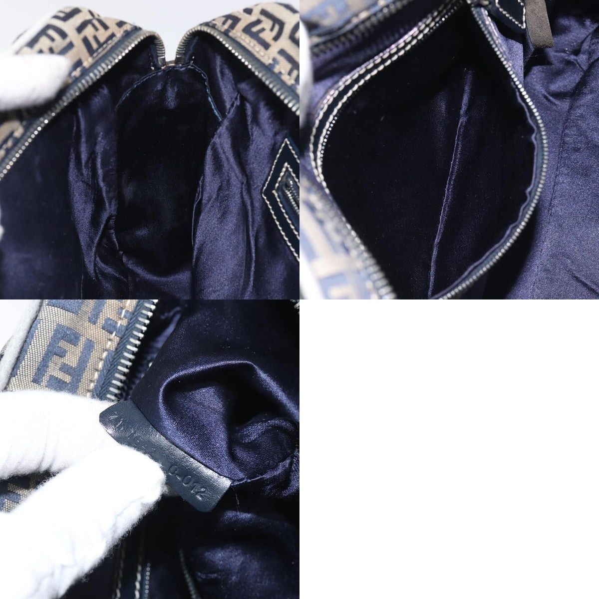 Fendi FENDI Zucchino Canvas Hand Bag Navy Silver Size ONE SIZE - 12 Thumbnail