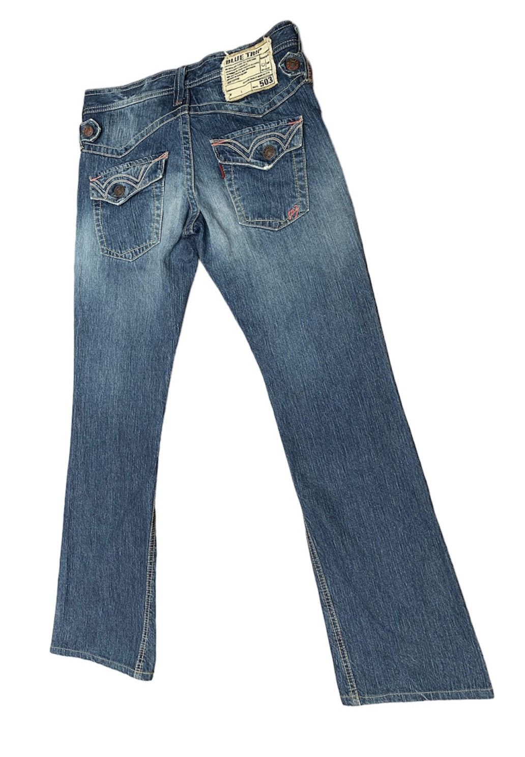 Edwin Rare.. Edwin Lot 503 Blue Trip Flare Bootcut Denim Pants Size US 31 - 5 Thumbnail