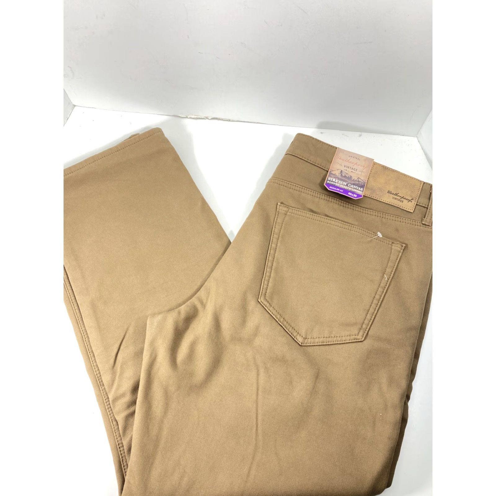 Weatherproof VINTAGE Weatherproof Men Fleece-Lined Pants 40X30 Stretch Canvas Regular Fit Brown Size US 40 / EU 56 - 2 Thumbnail