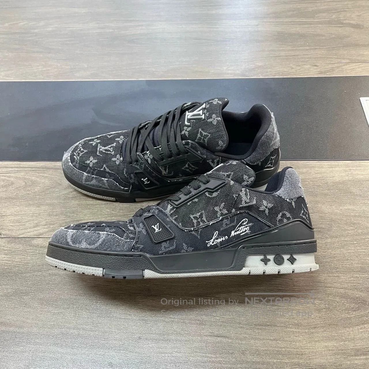 Louis Vuitton LV Trainer Black Denim Sneakers Size 44. Size US 10 / EU 43 - 3 Thumbnail