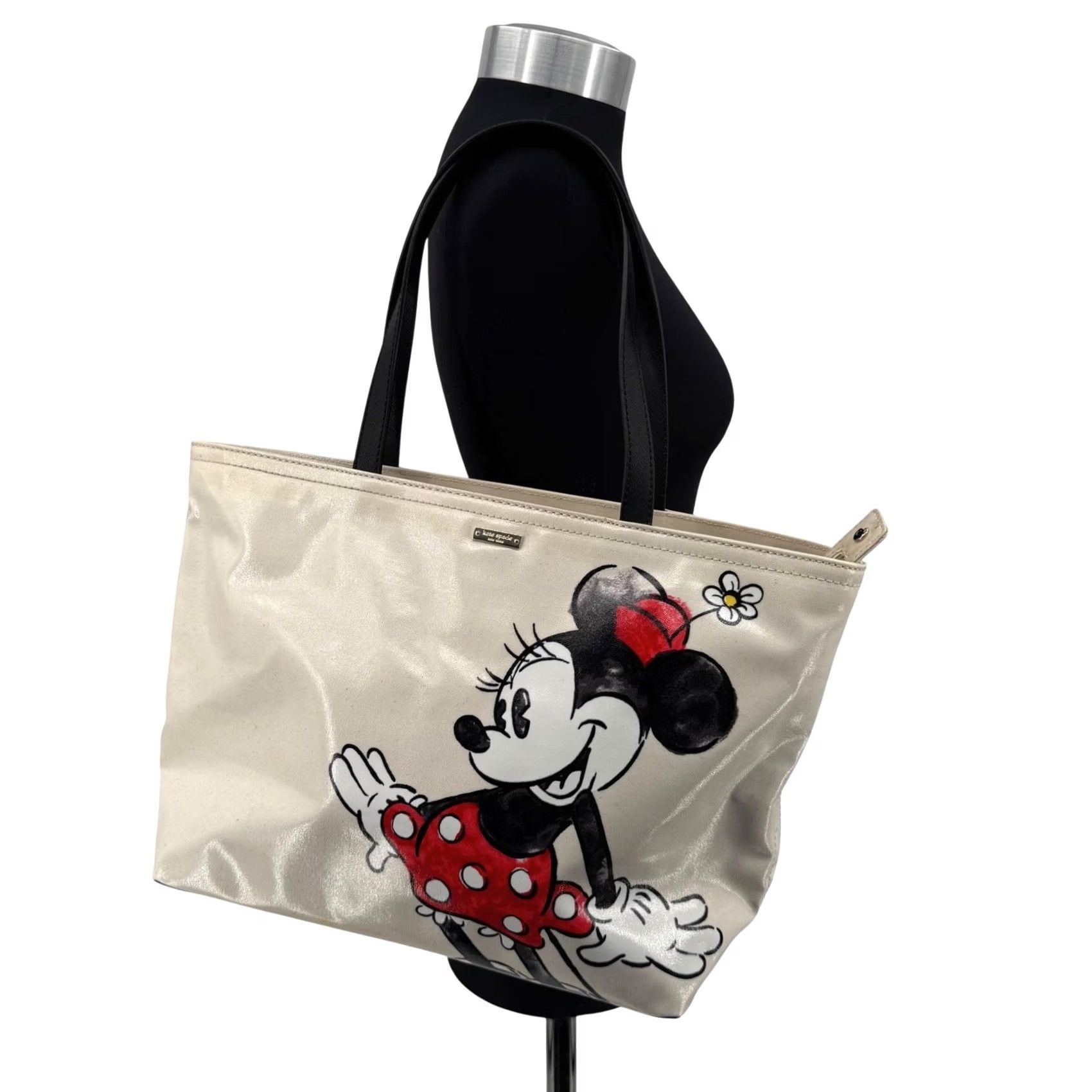 Vintage kate spade new york x Disney Minnie Mouse Tote Bag Cream Coated Canvas Black Straps Tote Womens Medium Pattern Solid Bag Accessories Size M / US 6-8 / IT 42-44 - 2 Thumbnail