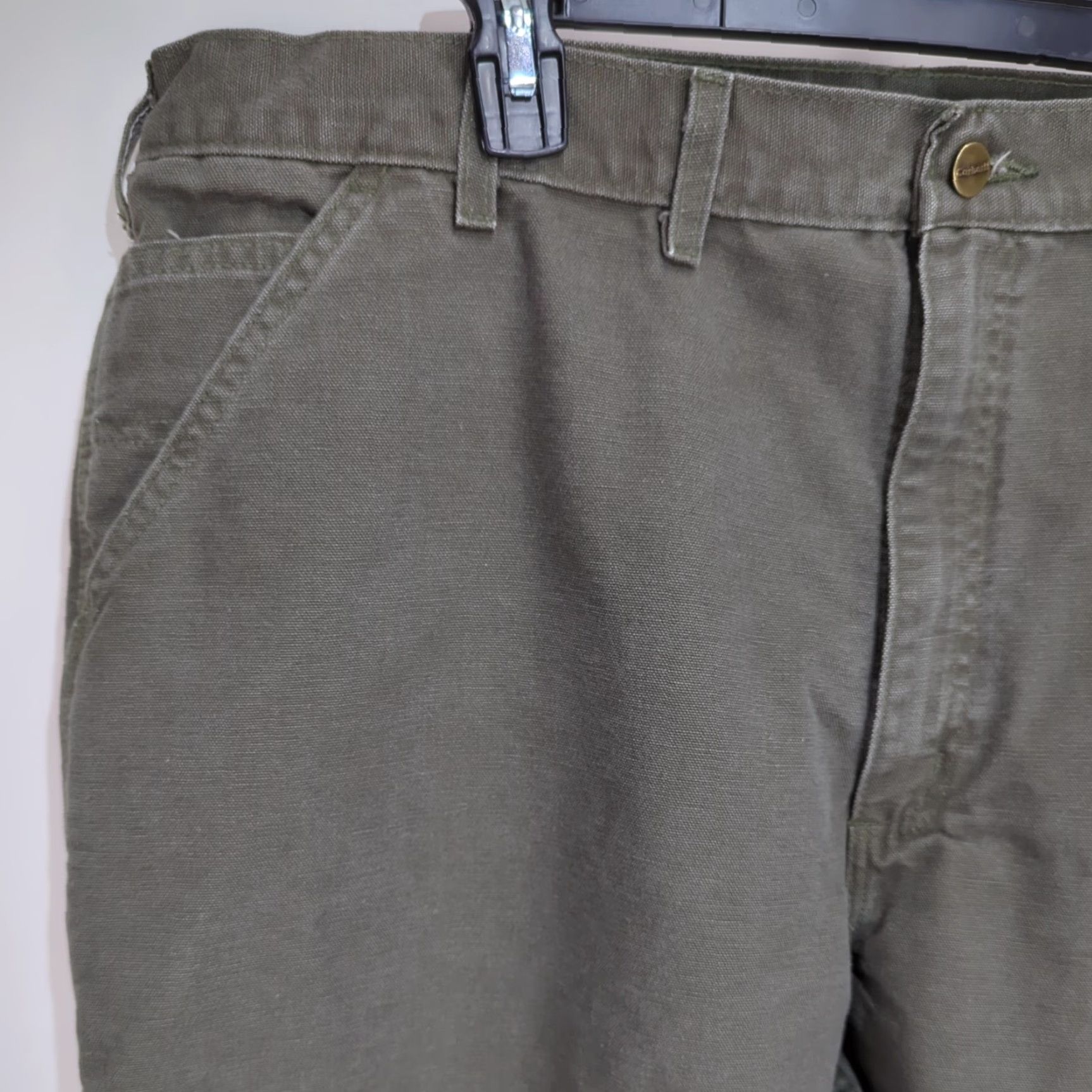 Carhartt Carhartt Work Pants Carpenter 44x30 Green | Men's Regular Bootcut 5-Pocket Canvas Trousers Vintage B11 Size US 44 / EU 60 - 3 Thumbnail