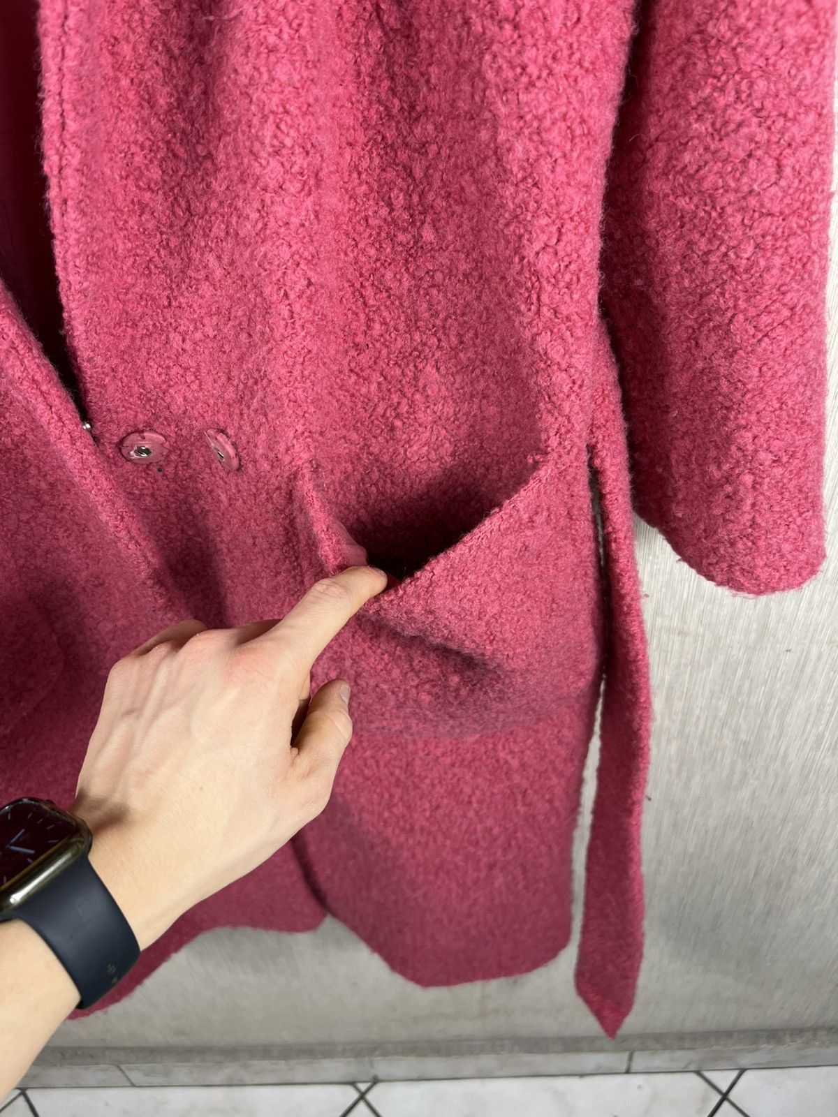 Ganni Ganni programme teddy long tied coat sherpa wool nylon pink Size M / US 6-8 / IT 42-44 - 17 Thumbnail