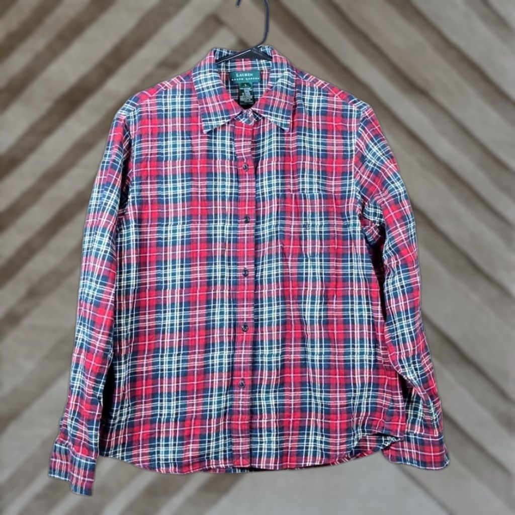 Ralph Lauren Ralph Lauren Mens Shirt Red Multicolored Plaid Button Down 100% Cotton Large Size US L / EU 52-54 / 3 - 1 Thumbnail
