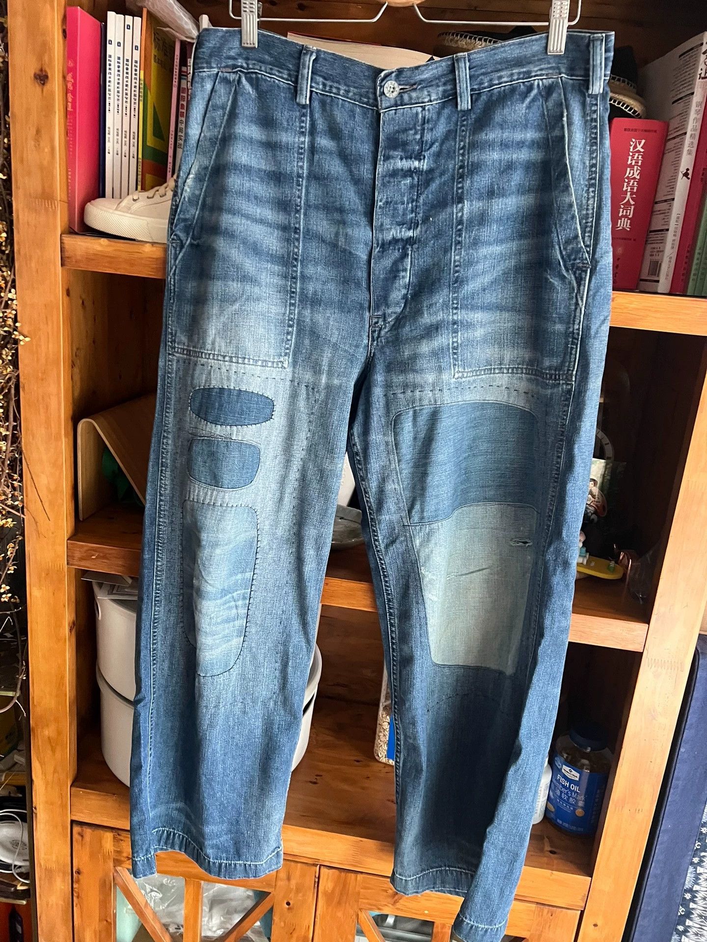 Polo Ralph Lauren RRL Vintage Distressed Patched Baggy Jeans 32W32L Size US 32 / EU 48 - 4 Thumbnail