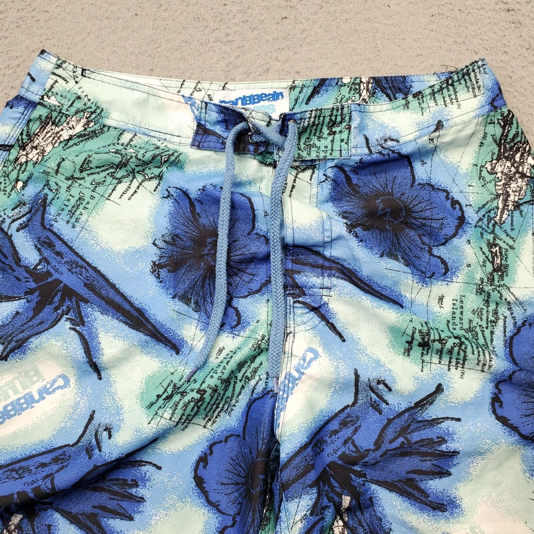 Vintage Caribbean Blues Board Short Mens Size 34 Multi Floral Swimwear Lace Up Front Shirt Size US 34 / EU 50 - 3 Thumbnail