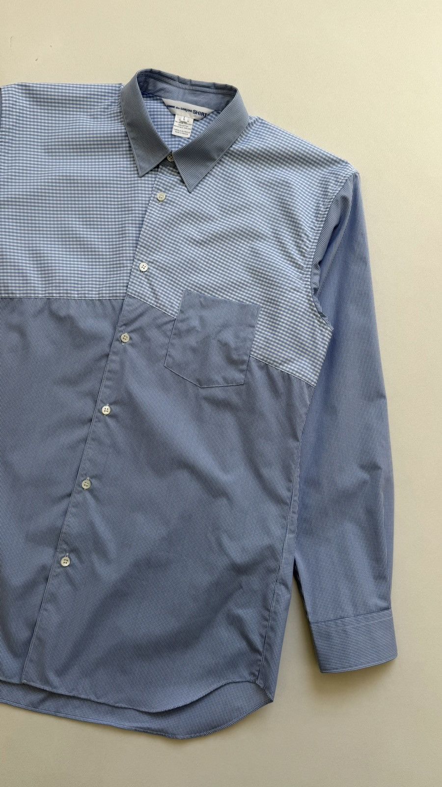 Comme des Garcons Blue/White Patch Work Check Gingham Shirt Size US M / EU 48-50 / 2 - 6 Thumbnail