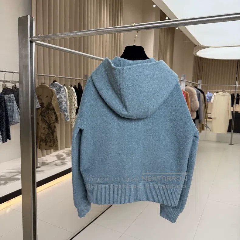 Hermes Hermes Teal Hooded Cashmere Jacket Size XXS / US 00 / IT 34 - 2 Thumbnail