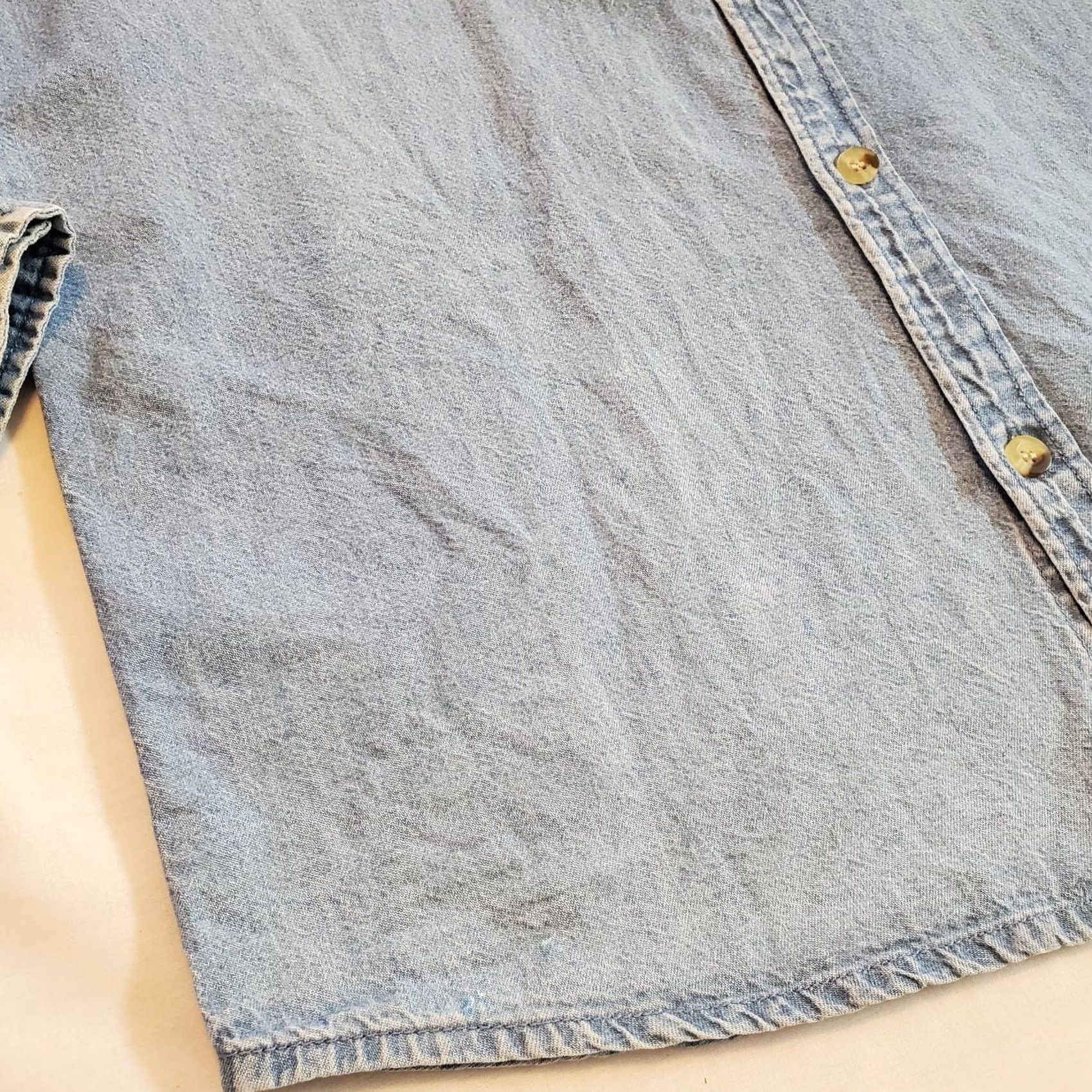 Denime VINTAGE Patrice Designs Denim Shirt Long Sleeve Button-Up Embroidered Hot Air Balloons Blue L Womens 90s Retro Bohemian Casual Easy Care Size L / US 10 / IT 46 - 7 Thumbnail