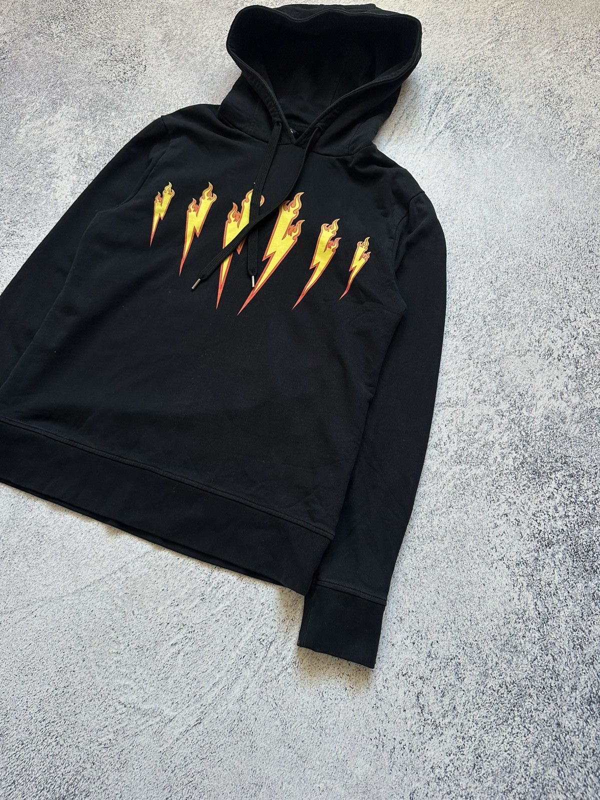 Neil Barrett Neil Barrett Thunder Flame Lightning Bolt Logo Black Hoodie Size US M / EU 48-50 / 2 - 3 Thumbnail