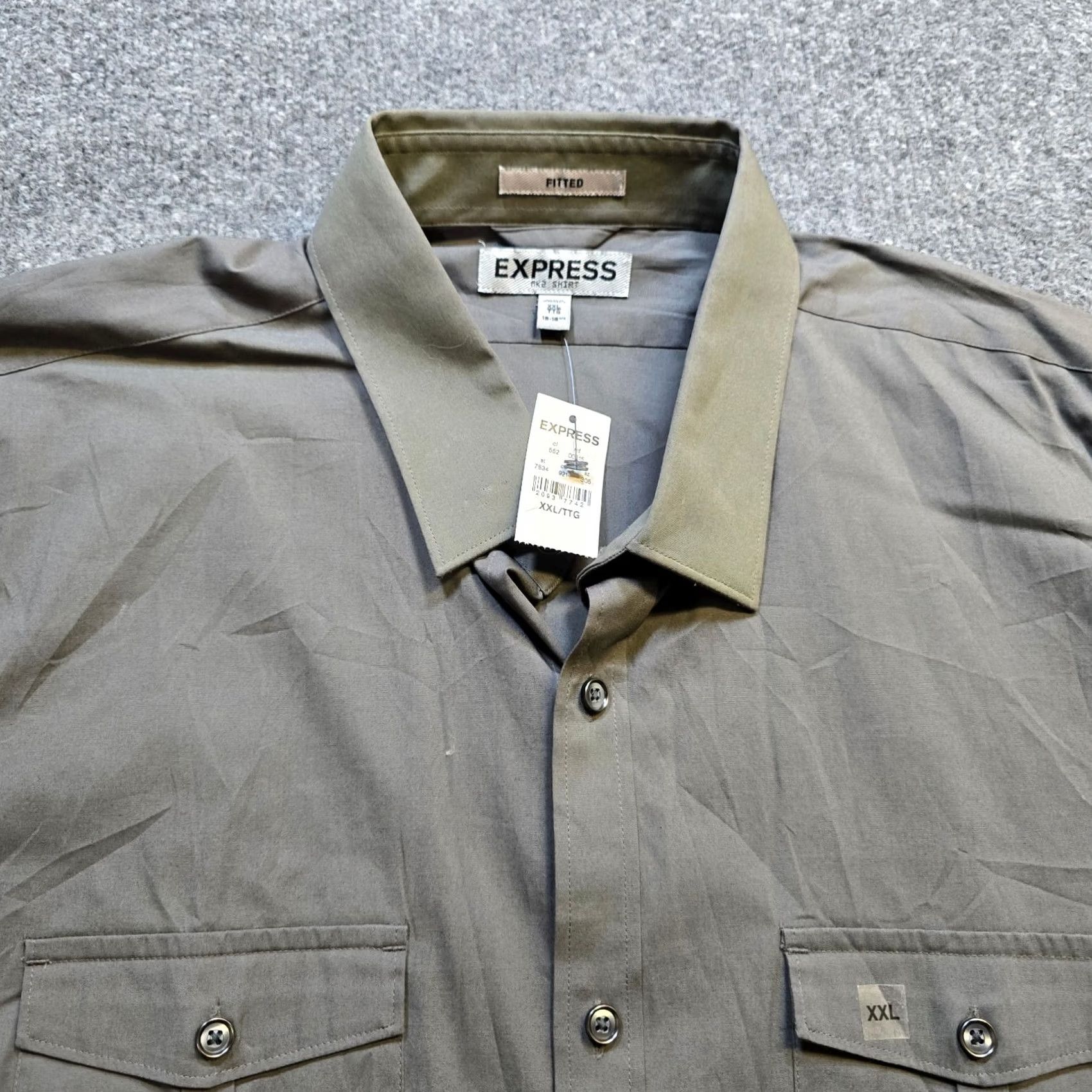 Express Express Shirt Mens 2XL Green Two Tone Button Long Sleeve Pockets Casual Shirt Size US XXL / EU 58 / 5 - 2 Thumbnail