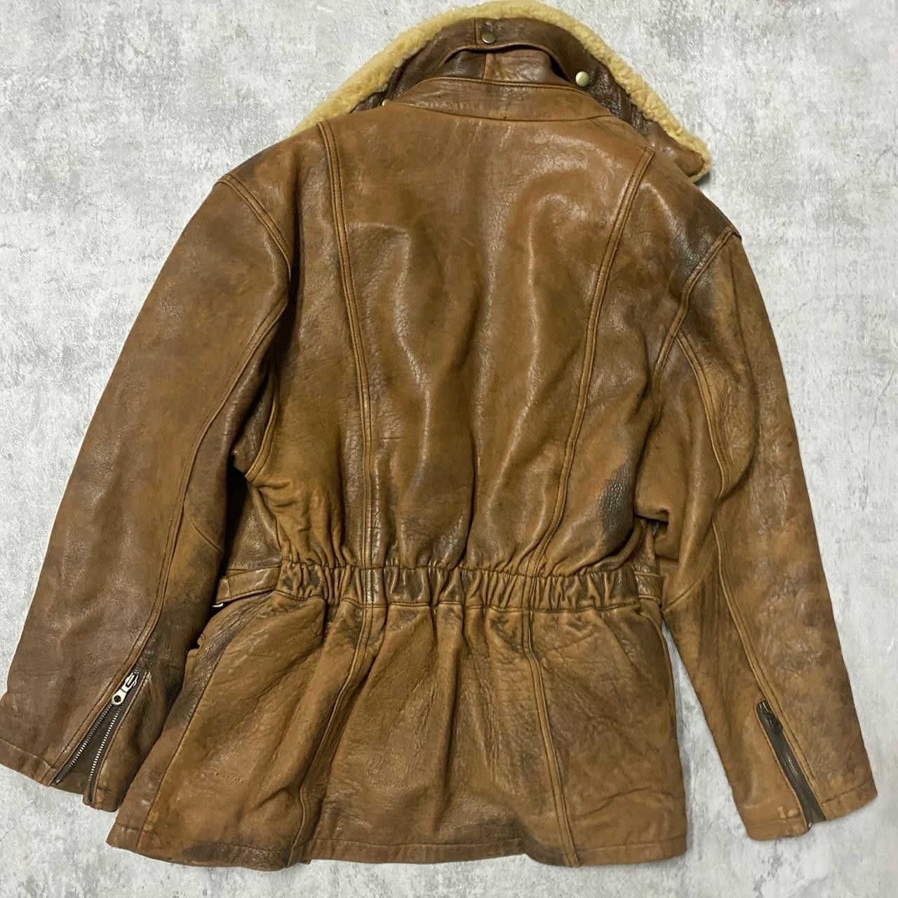 Other Brown leather aviator jacket with fur collar and button Size L / US 10 / IT 46 - 8 Thumbnail
