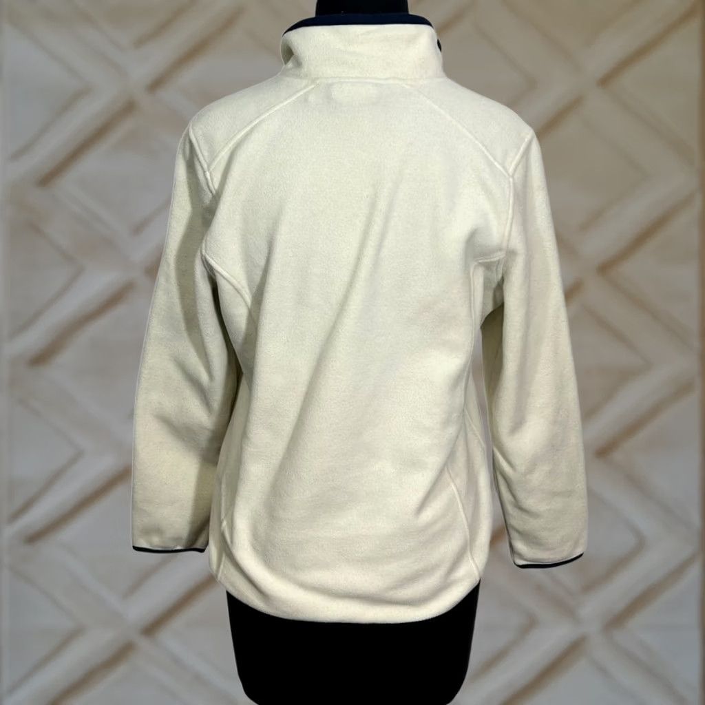 Vintage VINTAGE L.L.Bean White Quarter-Zip Fleece Pullover Navy Trim Womens MediumP Shirt Indoor Womens Size M / US 6-8 / IT 42-44 - 1 Thumbnail