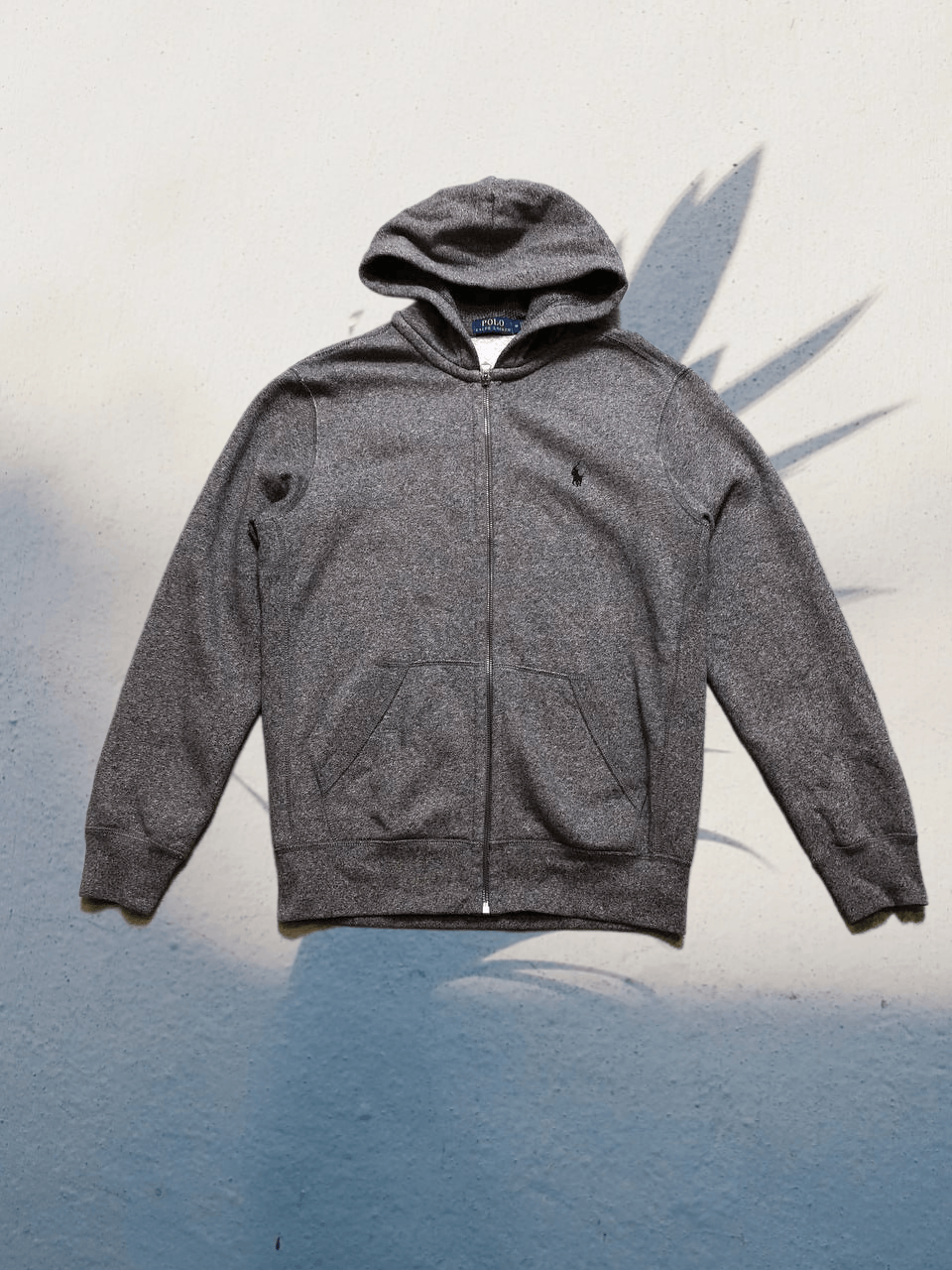 zip gray hoodie Polo Ralph Lauren vintage logo streetwear