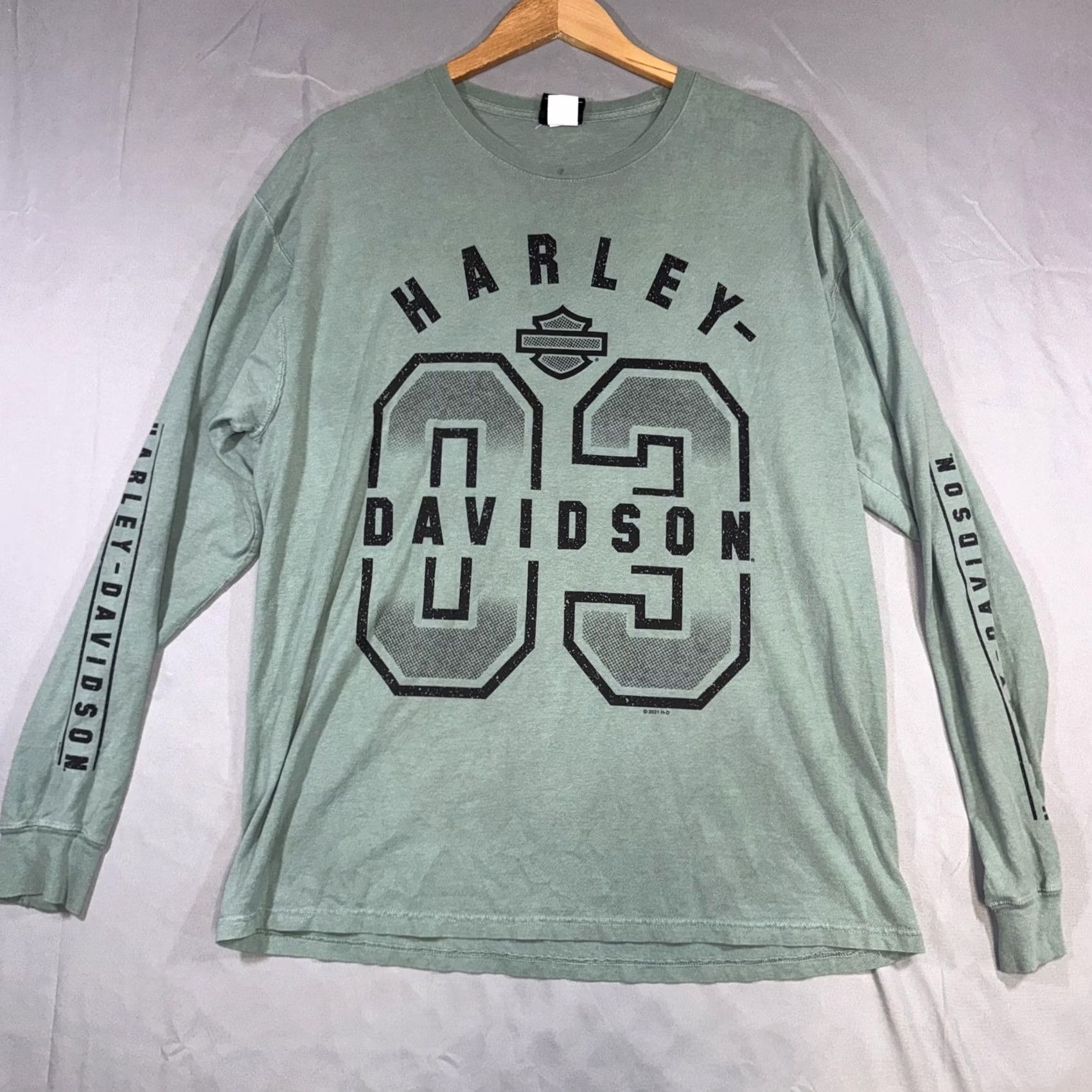 Harley Davidson Harley-Davidson Shirt Mens XL Green Long Sleeve Chicago Route 66 Eagle Graphic Size US XL / EU 56 / 4 - 2 Thumbnail