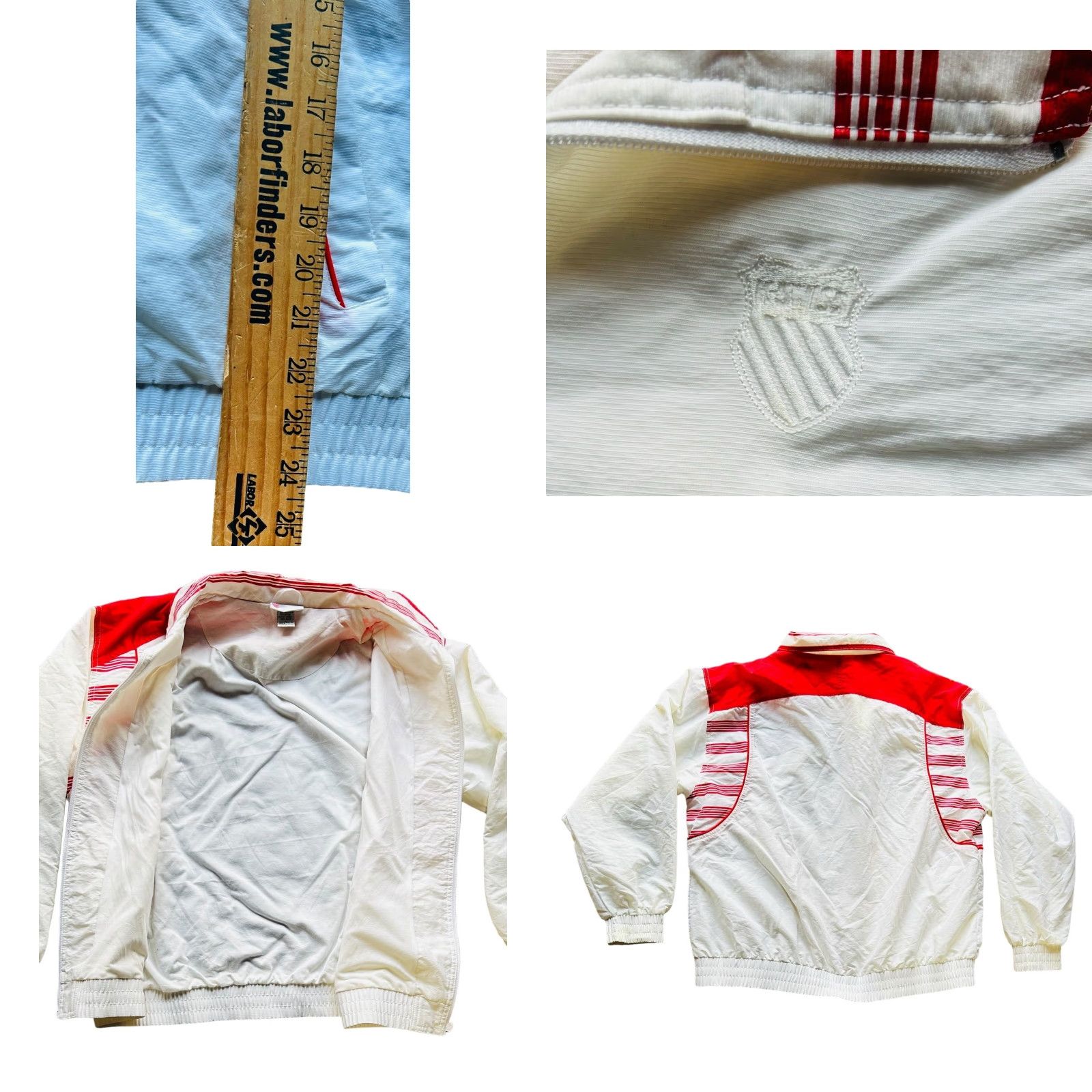 FRED VINTAGE K Swiss Apparel Men's Full Zip Jacket Windbreaker White & Red SZ L Size US L / EU 52-54 / 3 - 8 Thumbnail