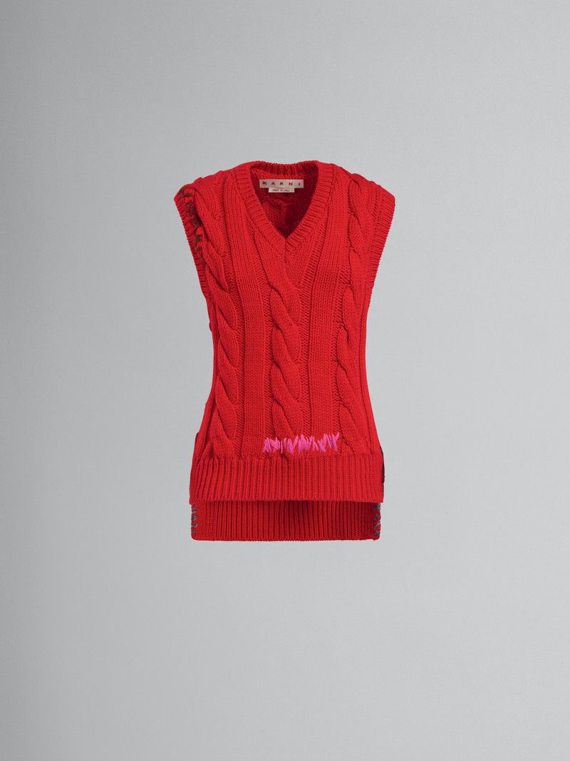 Marni o1y1125 Sleeveless Sweater in Red Size S / US 4 / IT 40 - 1 Thumbnail