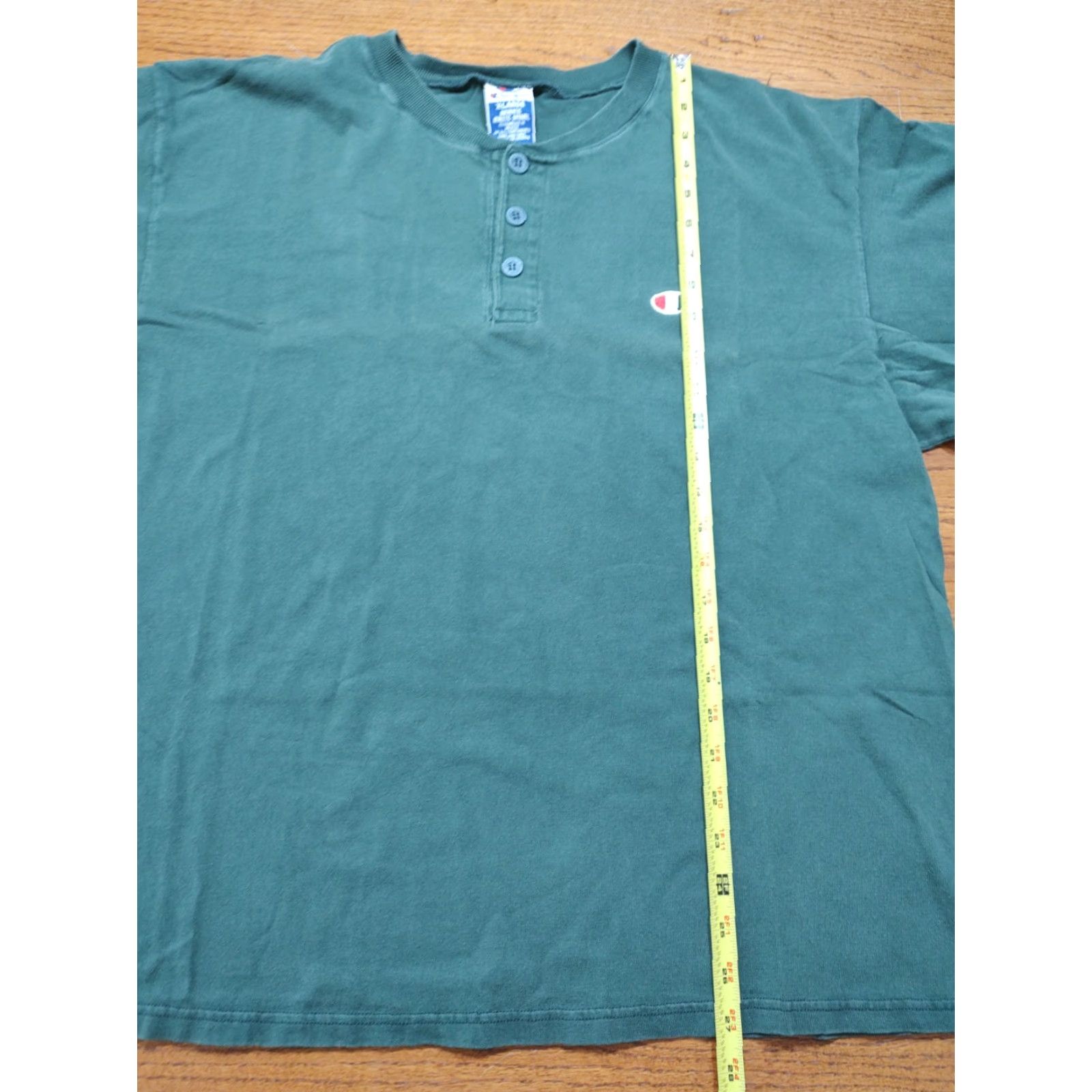 Champion VINTAGE Champion Henley Shirt Mens XL Button Embroidered Logo Green Navy Size US XL / EU 56 / 4 - 7 Thumbnail