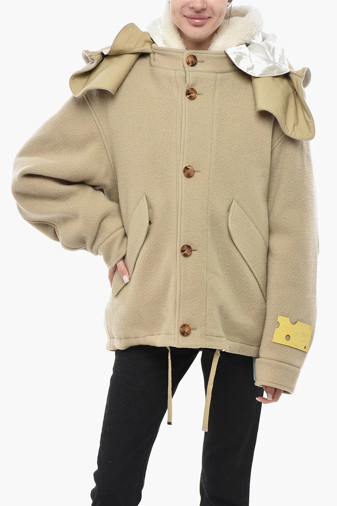 Off-White og1mm0426 Wool-Blend Short Parka in Beige Size M / US 6-8 / IT 42-44 - 1 Thumbnail